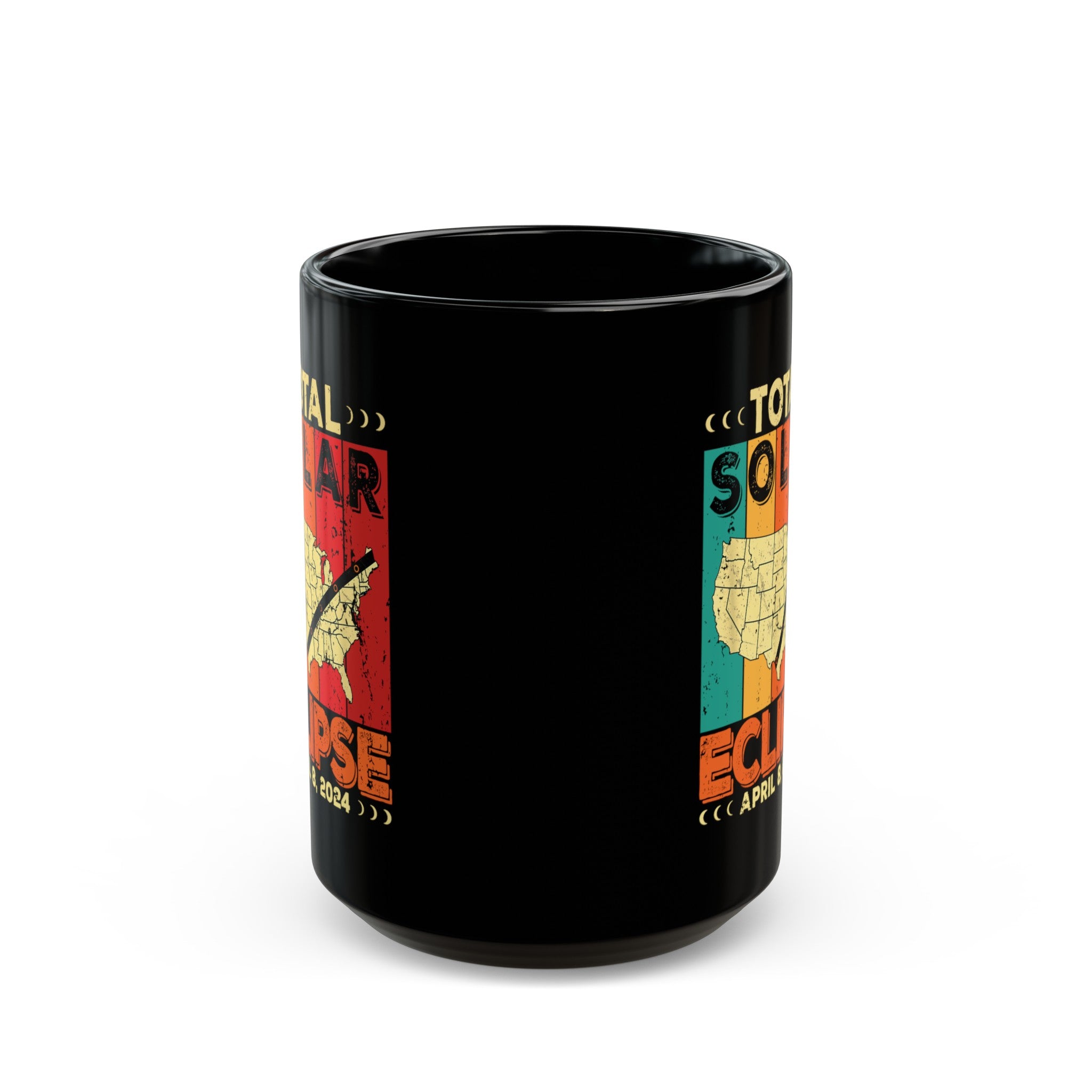 Total Solar Elipse -Map Black Mug (11oz, 15oz)-Phoenix Styles