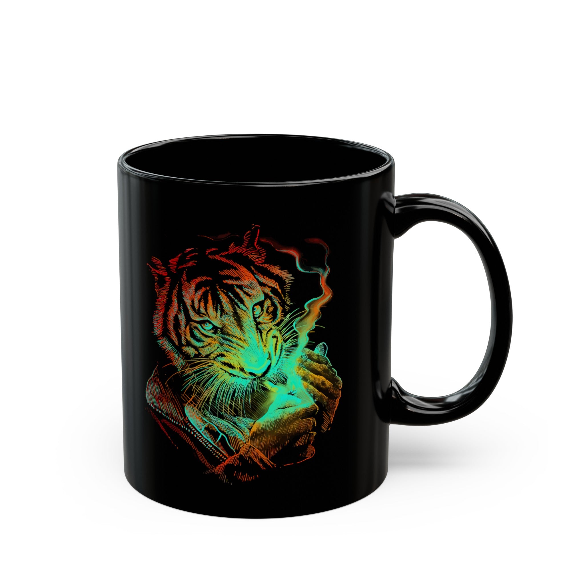 Smokin Tiger Black Mug (11oz, 15oz)-Phoenix Styles