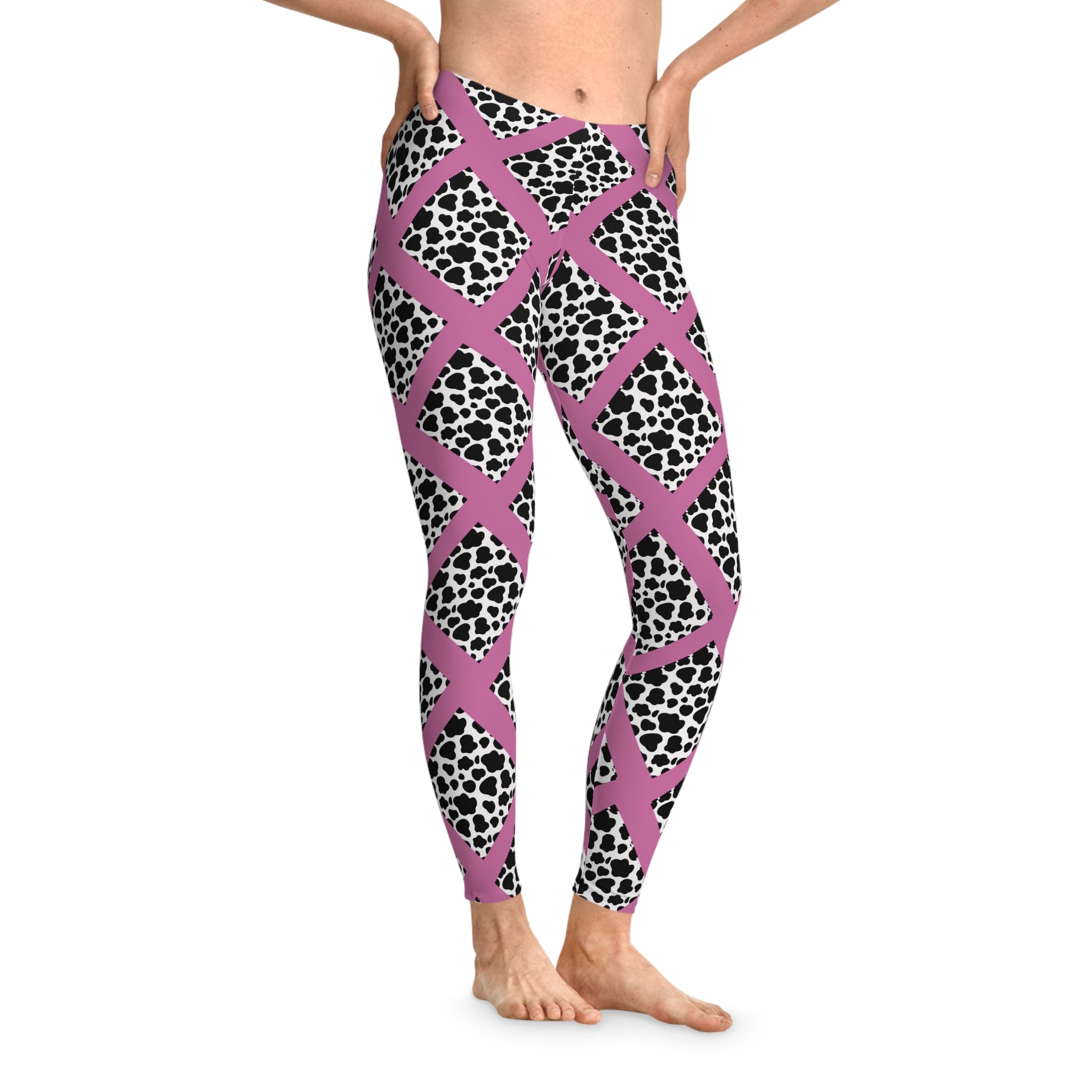 Jungle Beat Light Pink Cow Print Leggings