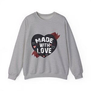 Made With Love Valentine's Day Crewneck Sweatshirt-Phoenix Styles