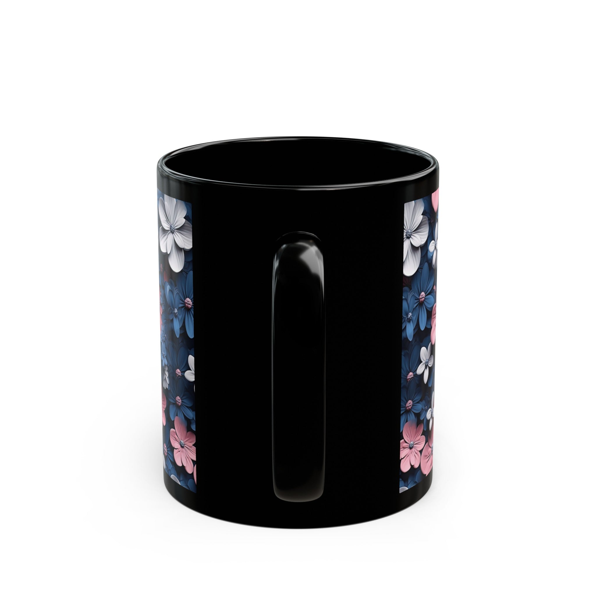 Flower Black Mug (11oz, 15oz)-Phoenix Styles