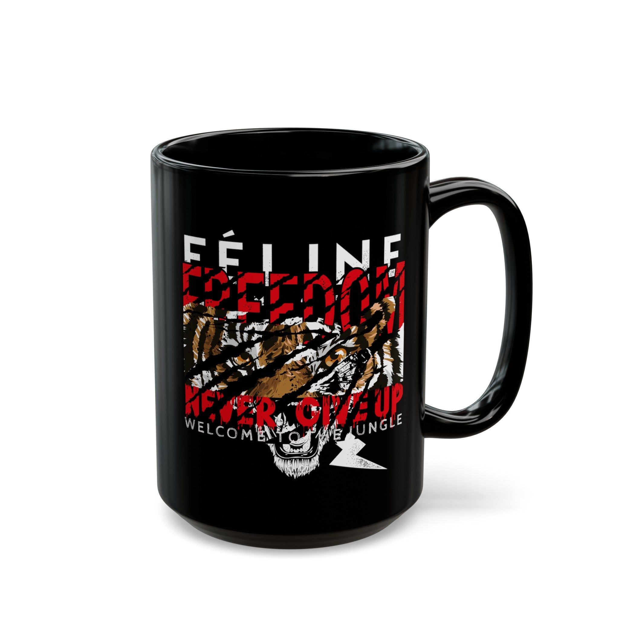 Feline Freedom Black Mug (11oz, 15oz)-Phoenix Styles