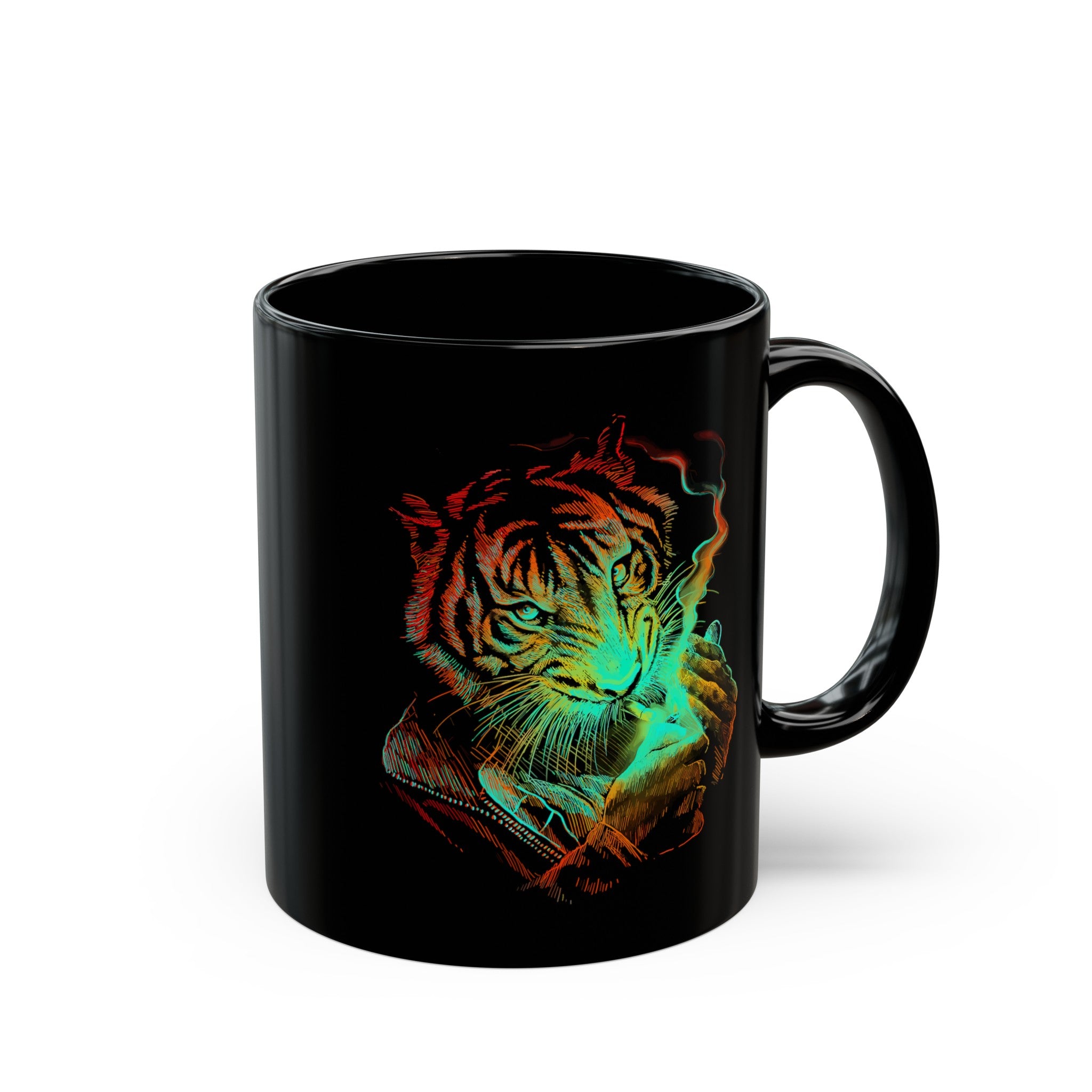 Smokin Tiger Black Mug (11oz, 15oz)-Phoenix Styles