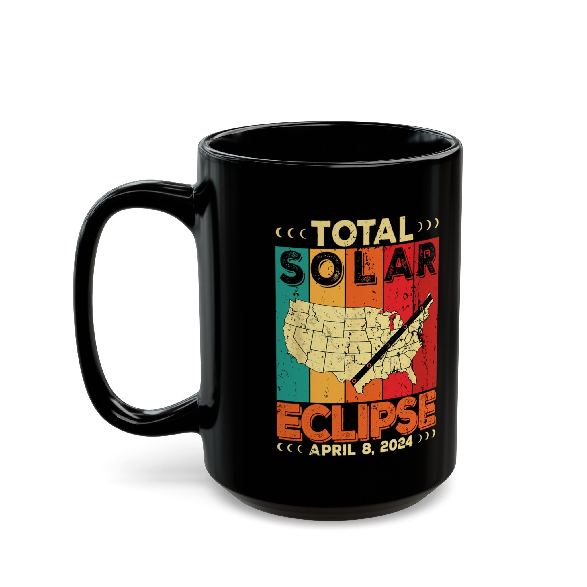 Total Solar Elipse -Map Black Mug (11oz, 15oz)-Phoenix Styles