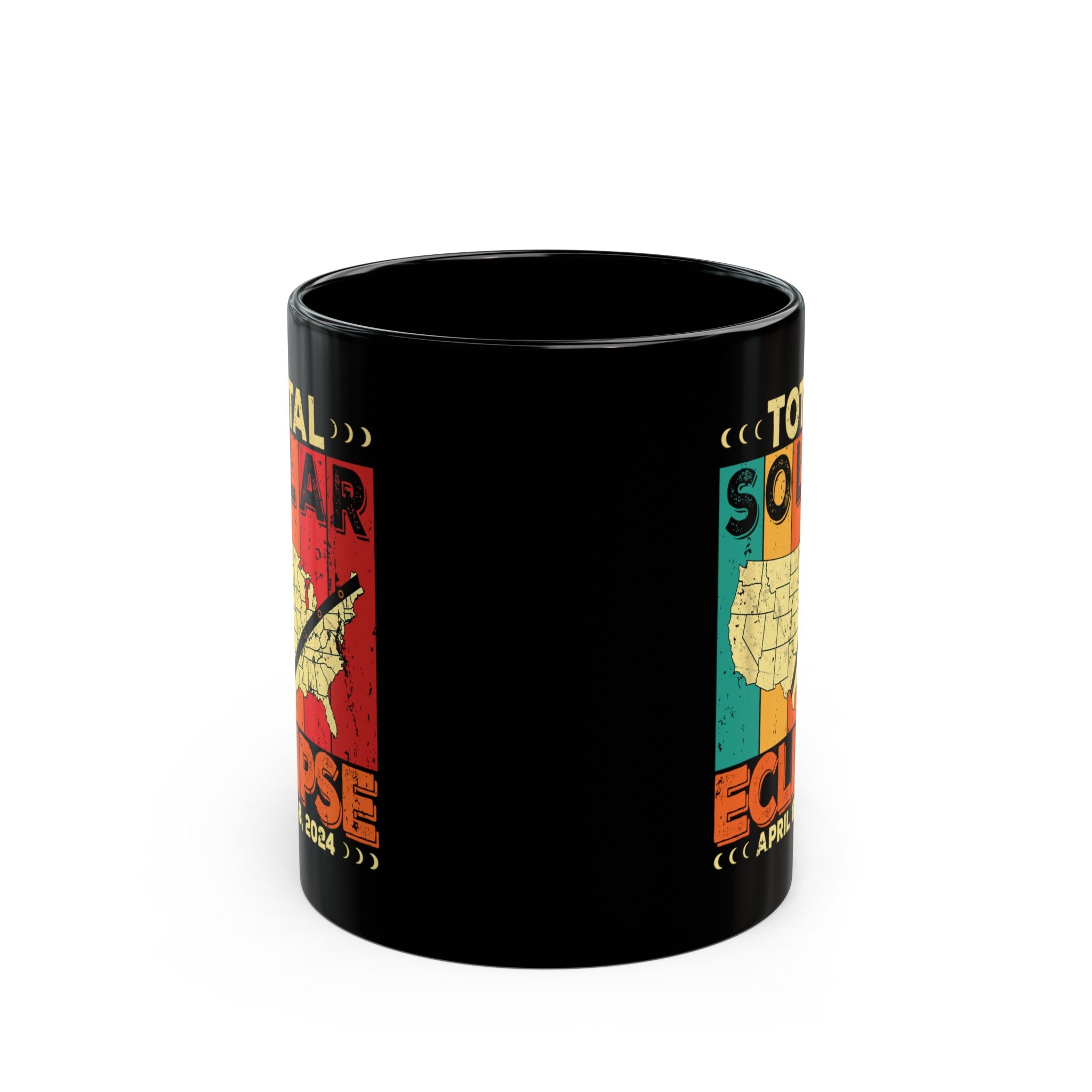 Total Solar Elipse -Map Black Mug (11oz, 15oz)-Phoenix Styles