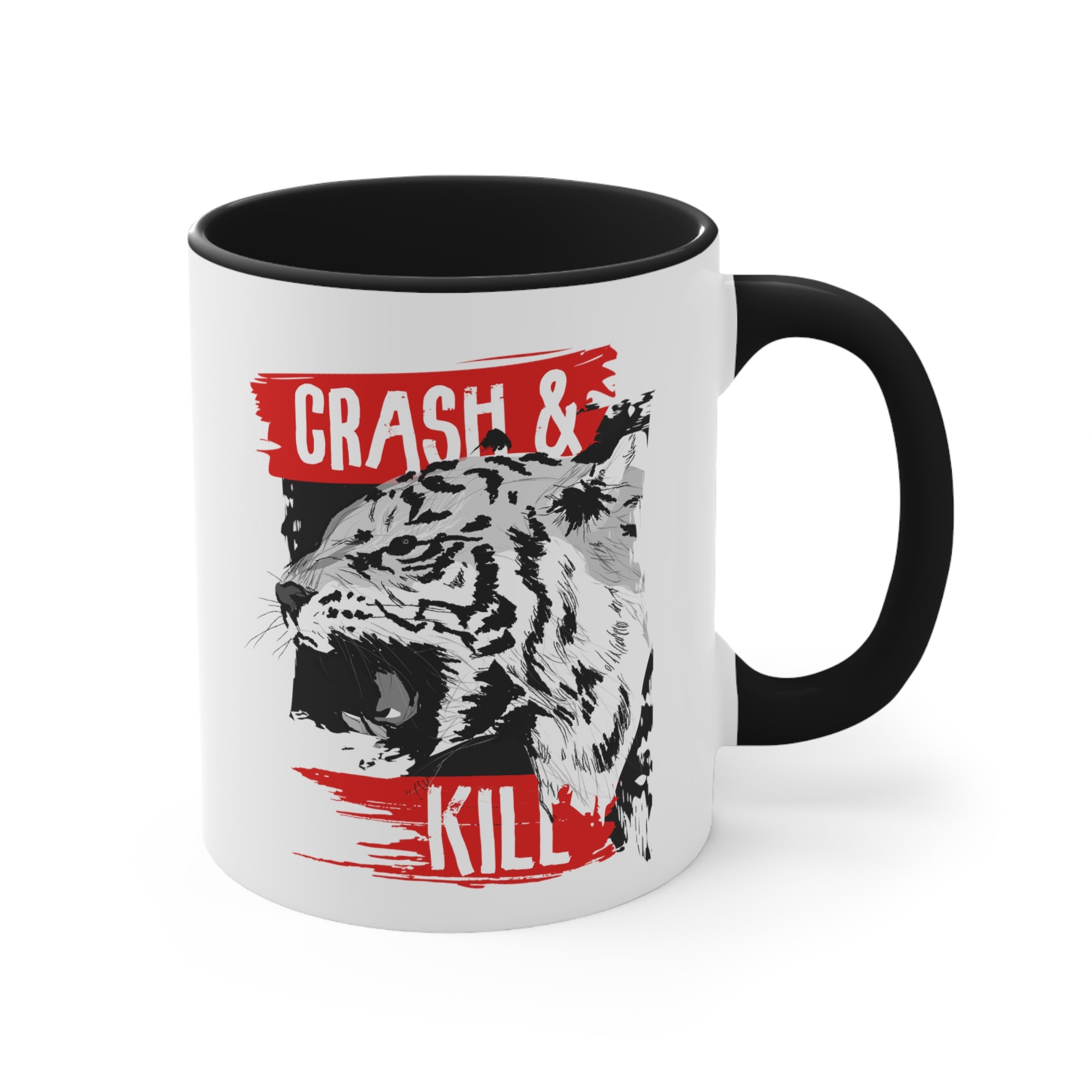 Tiger Crash and Kill Accent Coffee Mug, 11oz-Phoenix Styles