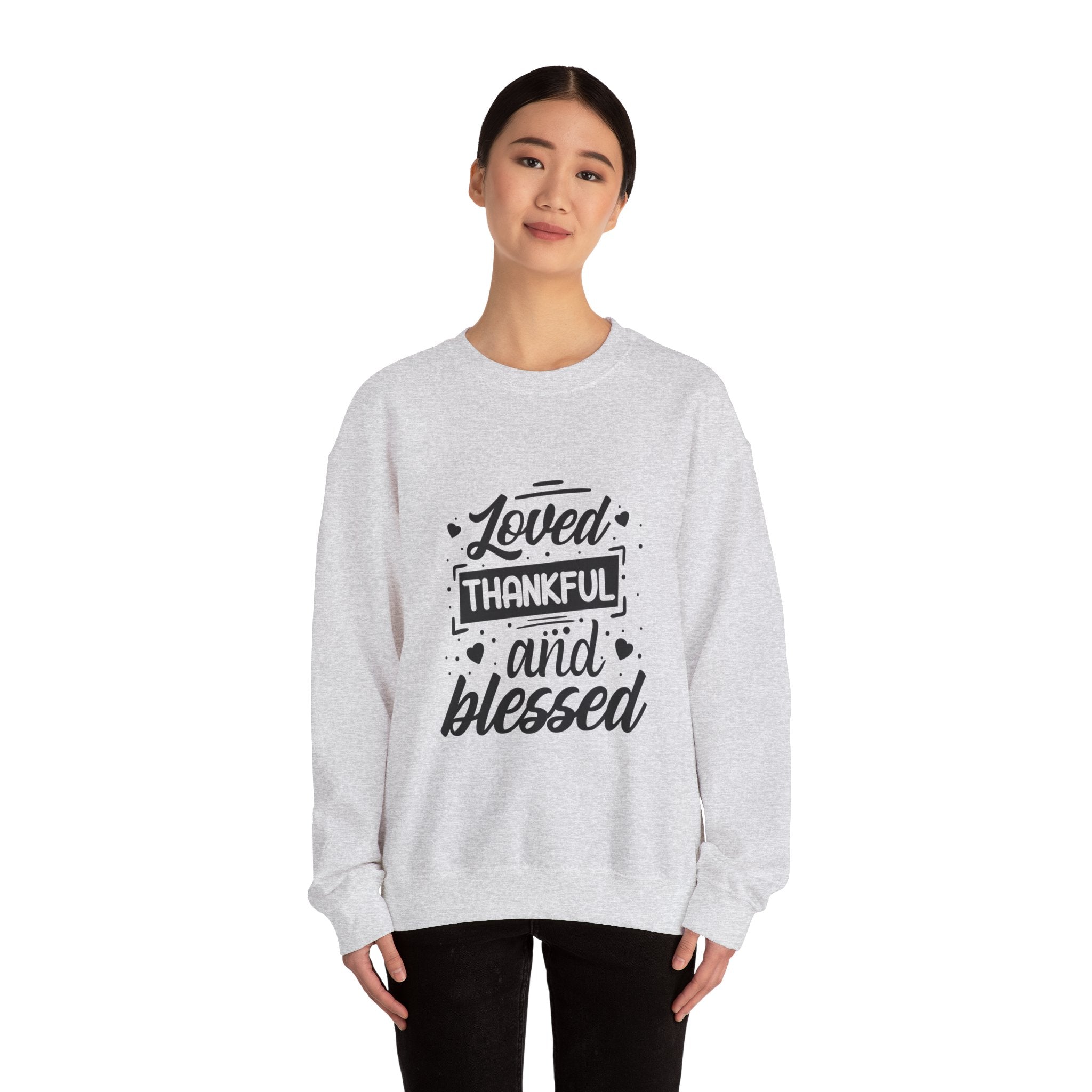 Loved Thankful and Blessed-Valentine's Day Crewneck Sweatshirt-Phoenix Styles