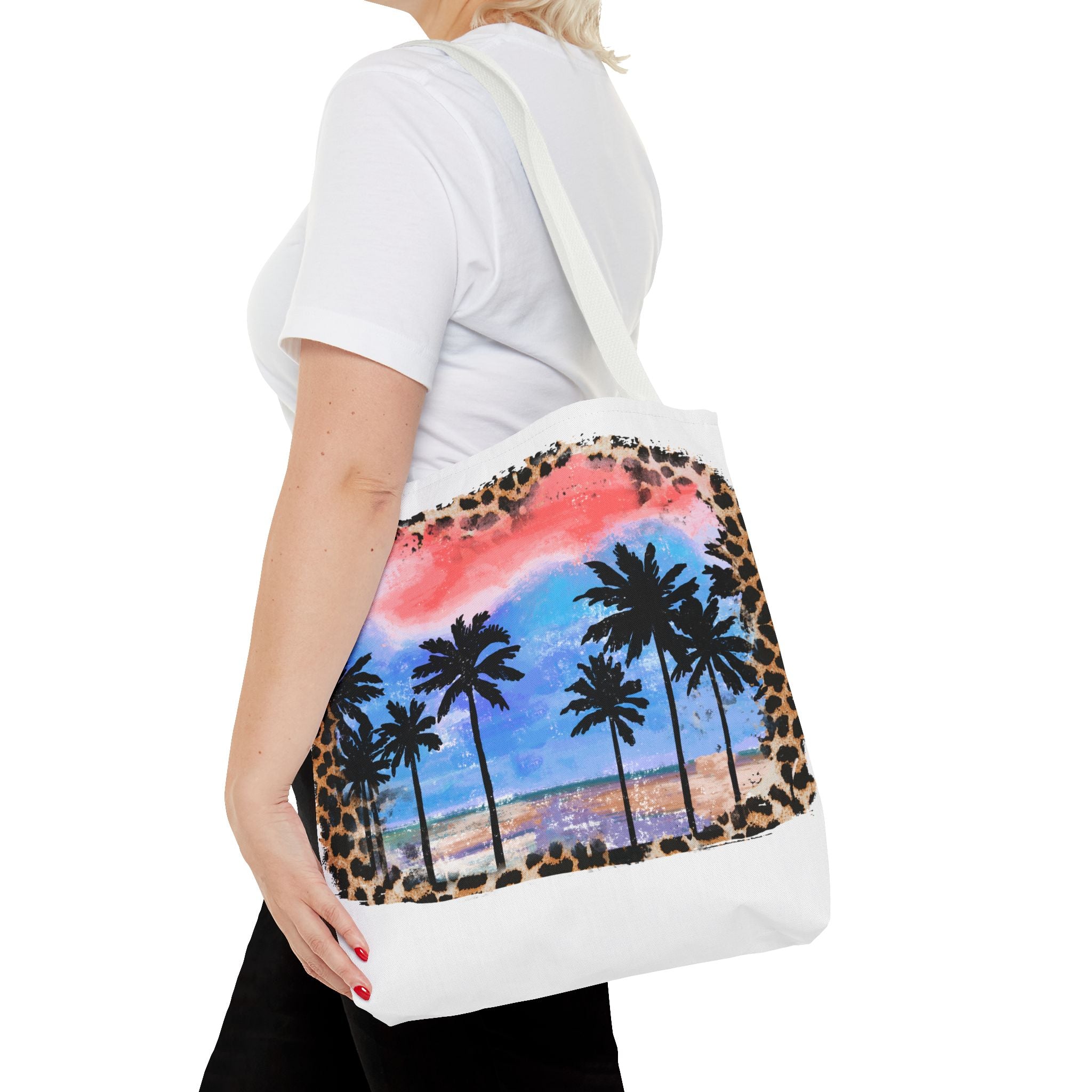 Summer with Leopard Background Tote Bag-Phoenix Styles