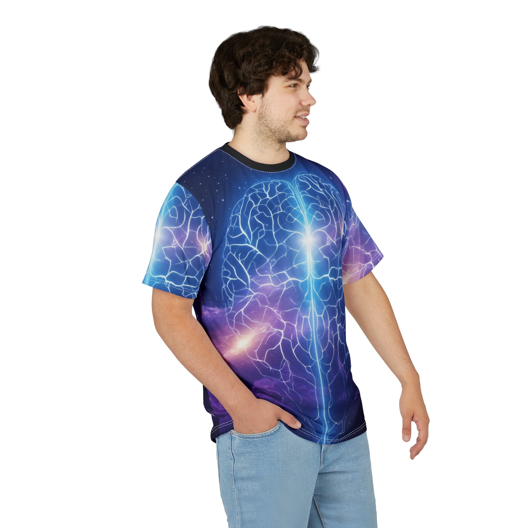 Cosmic Brain Tee - Trippy Space Design for Creative Minds
