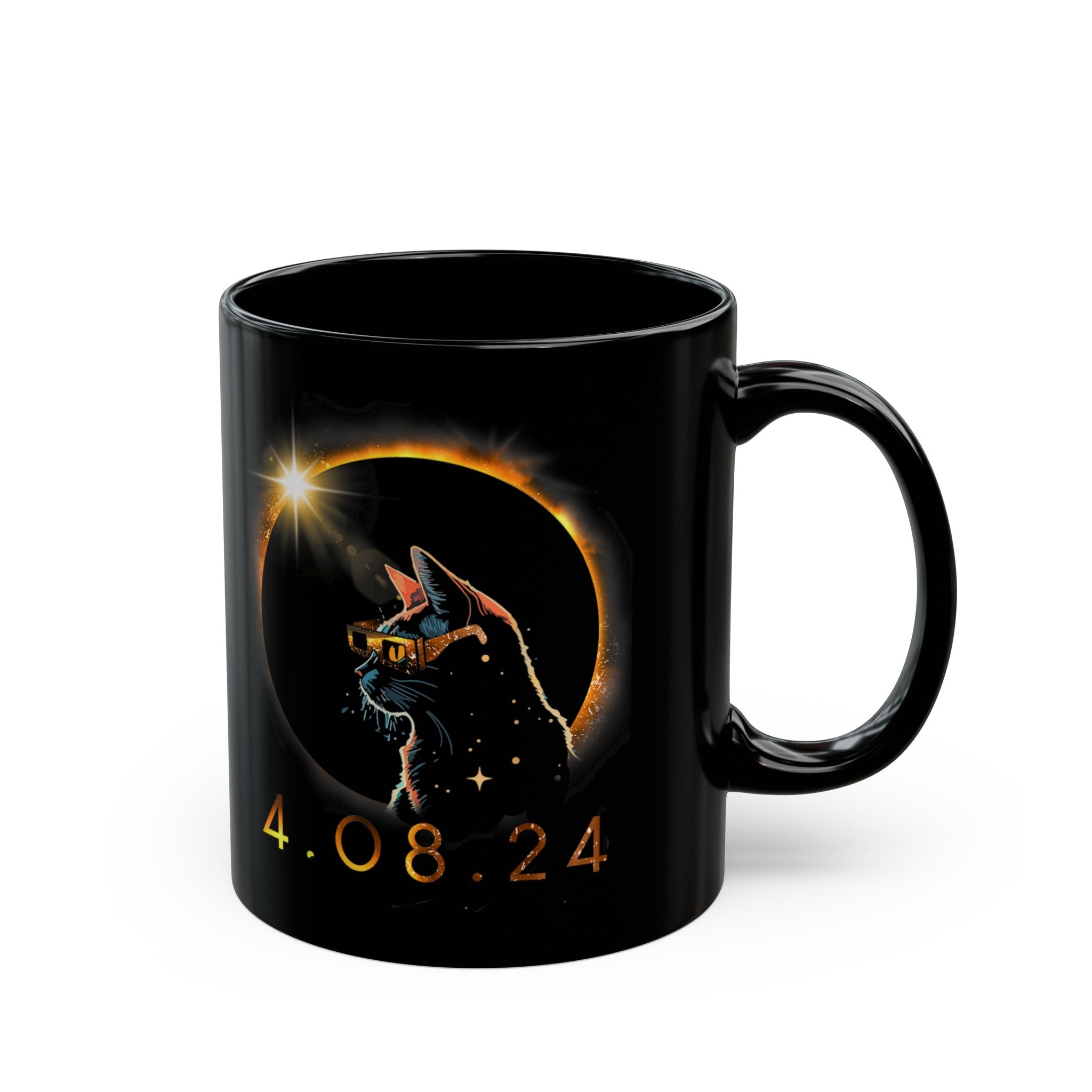 Meow Solar Black Mug (11oz, 15oz)-Phoenix Styles