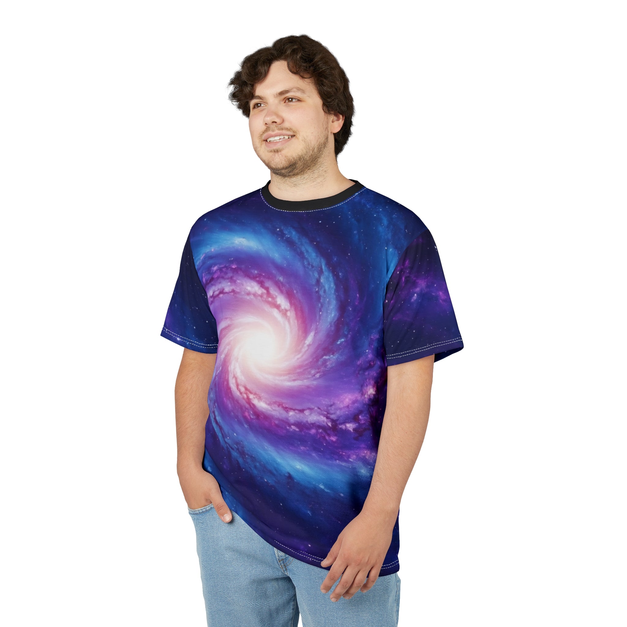Galactic Swirl Cut & Sew Tee - Colorful Space Design for Cosmic Enthusiasts
