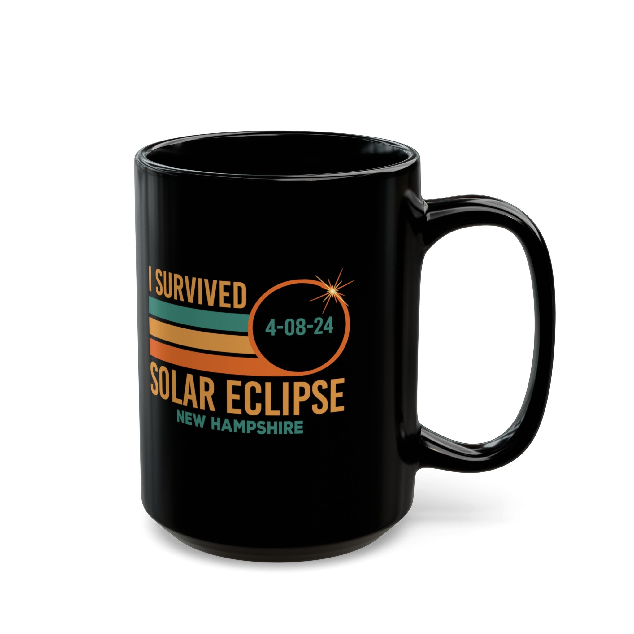 I Survived Solar Eclipse New Hampshire Black Mug (11oz, 15oz)-Phoenix Styles