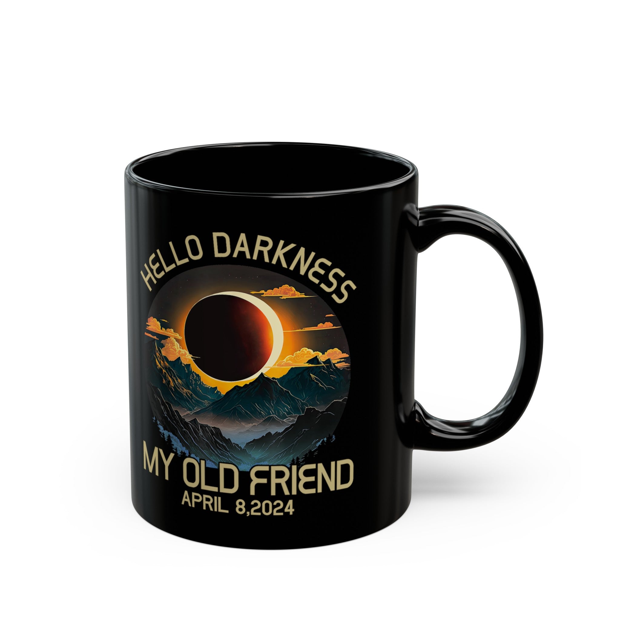 Hello Darkness- Solar Eclipse Black Mug (11oz, 15oz)-Phoenix Styles