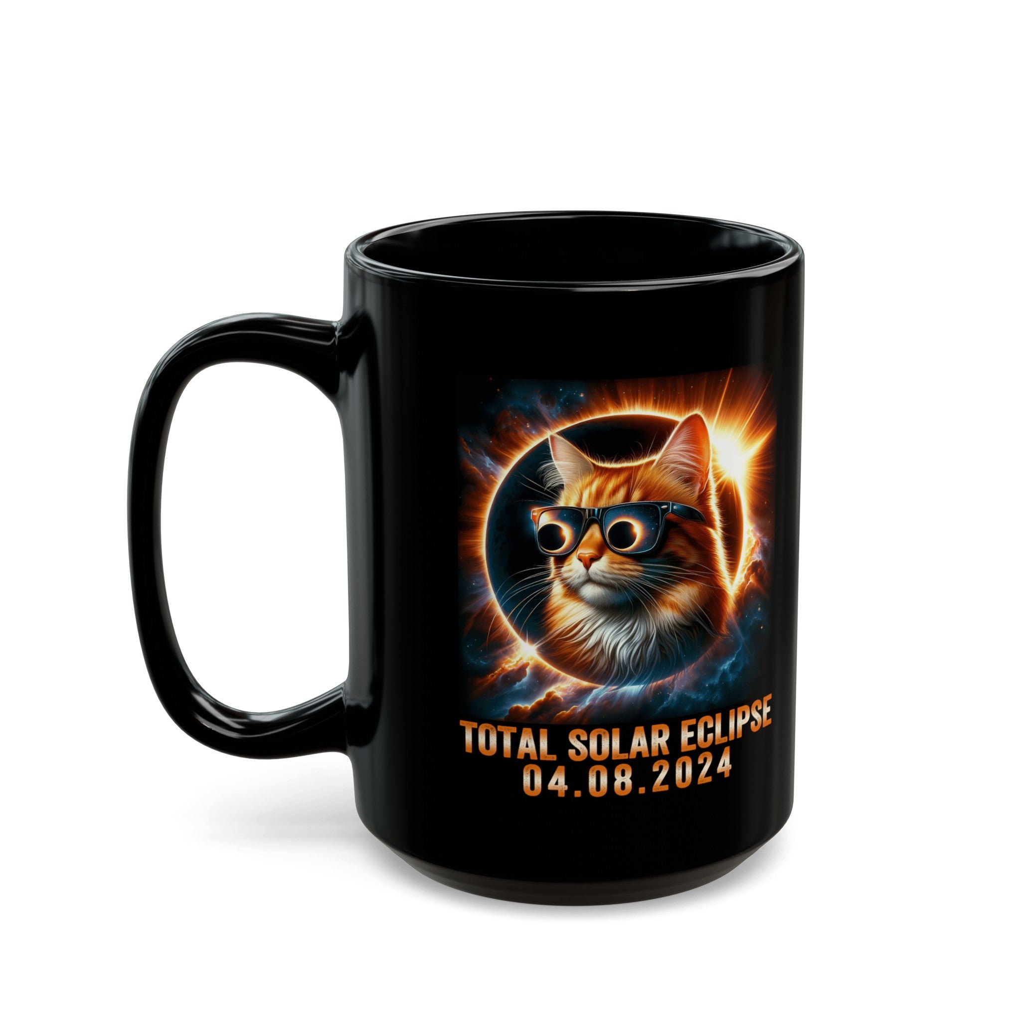 Kitty Solar Eclipse Black Mug (11oz, 15oz)-Phoenix Styles