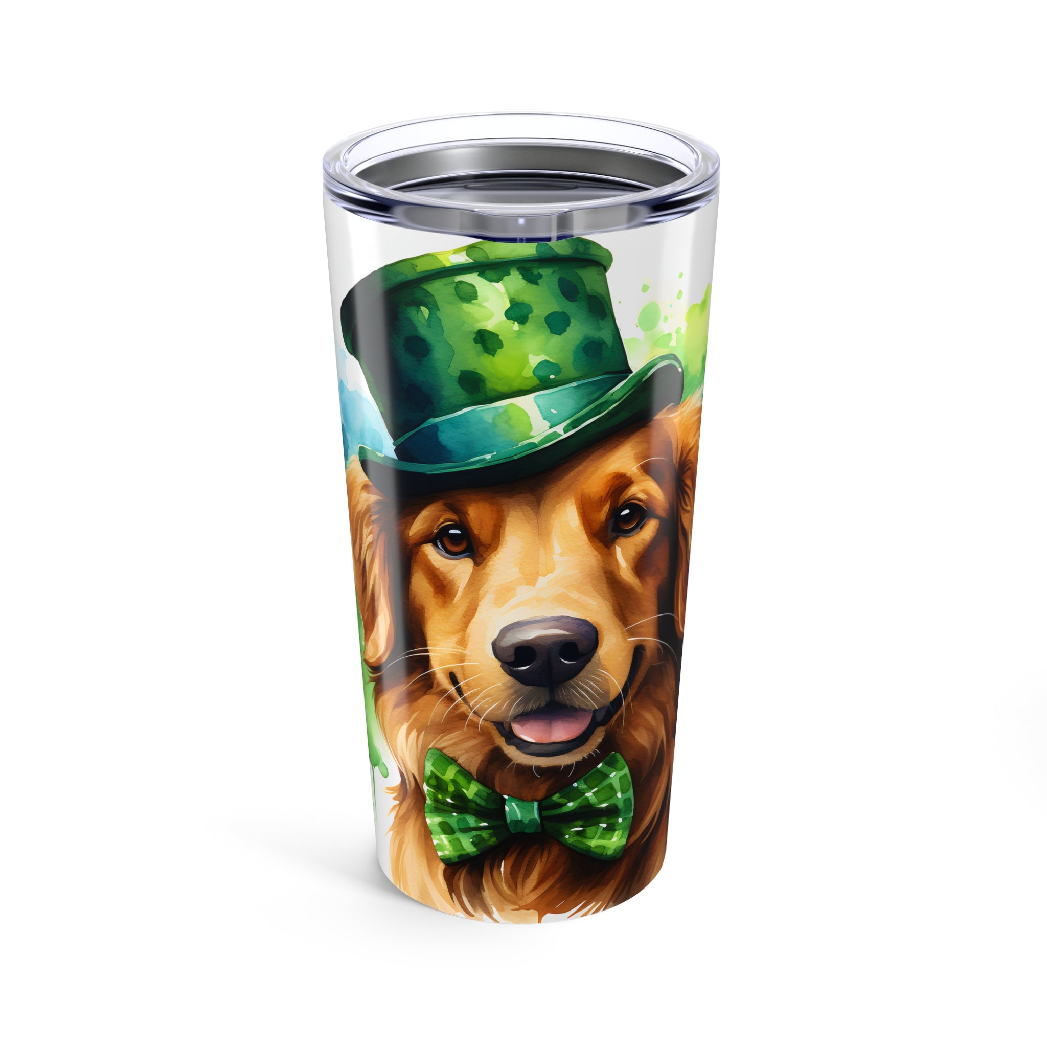 Golden Retriever- St. Patrick's Day Dog Tumbler with Green Theme