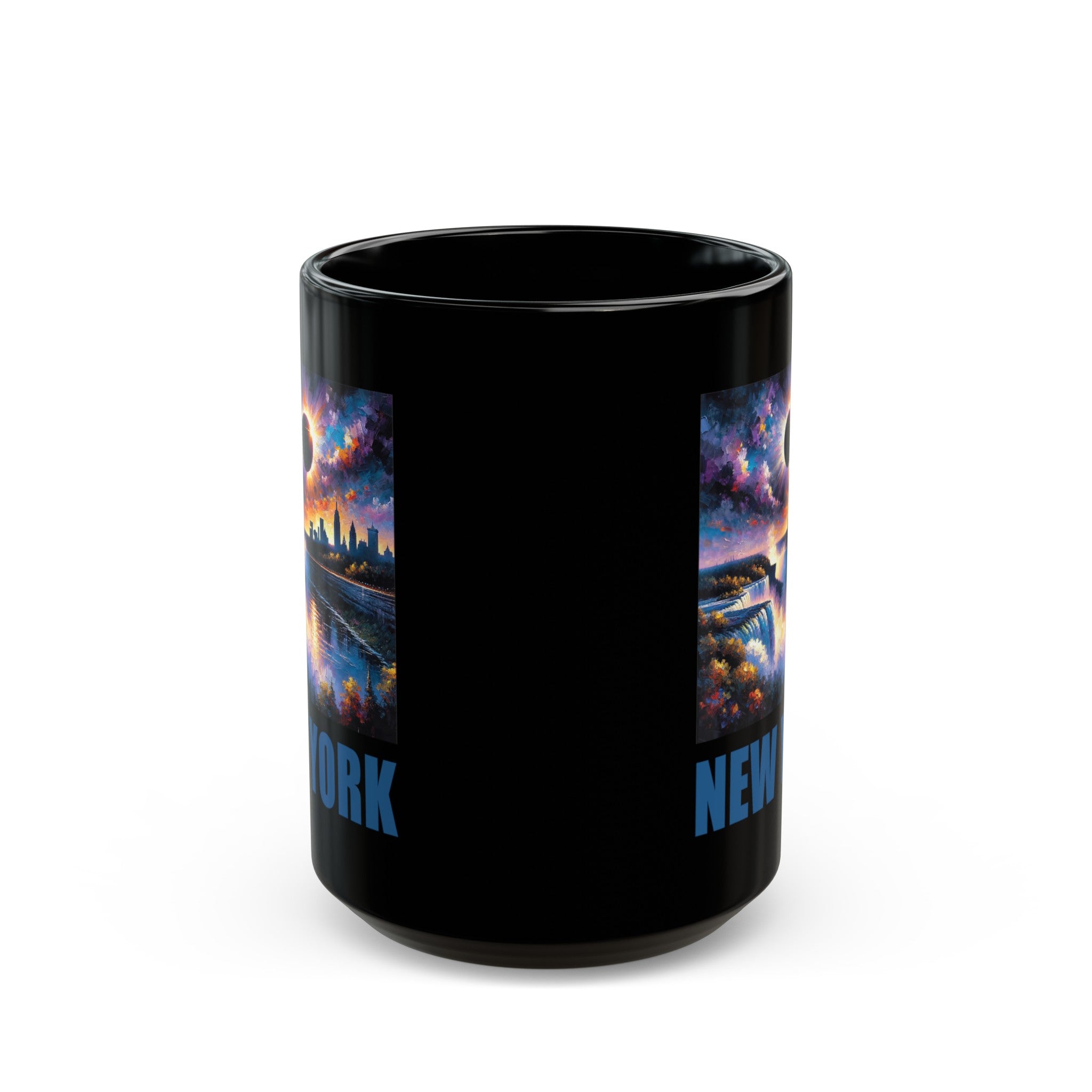 New York Solar Eclipse Black Mug (11oz, 15oz)-Phoenix Styles