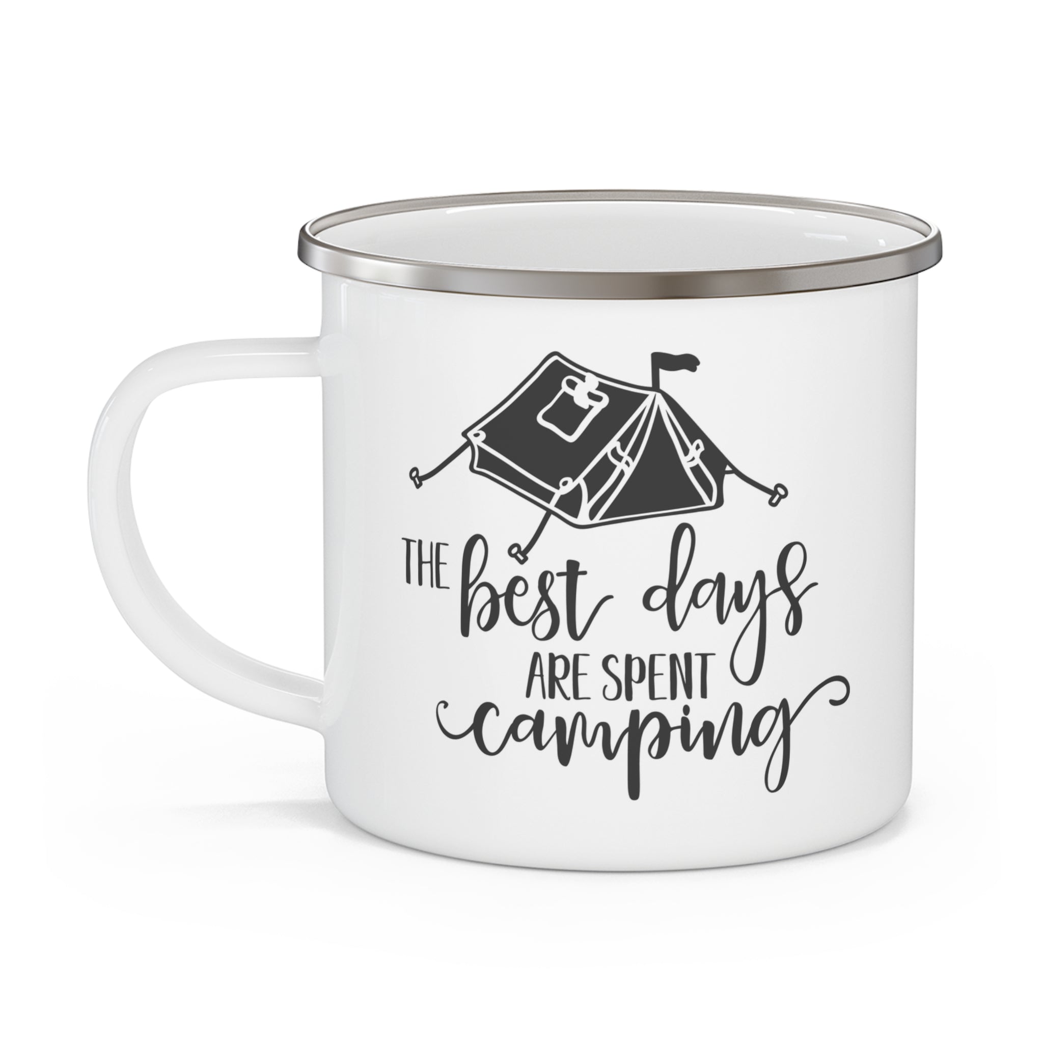 Camping Enamel Mug – "The Best Days Are Spent Camping" – Perfect Gift for Outdoor Lovers