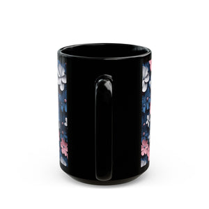 Flower Black Mug (11oz, 15oz)-Phoenix Styles