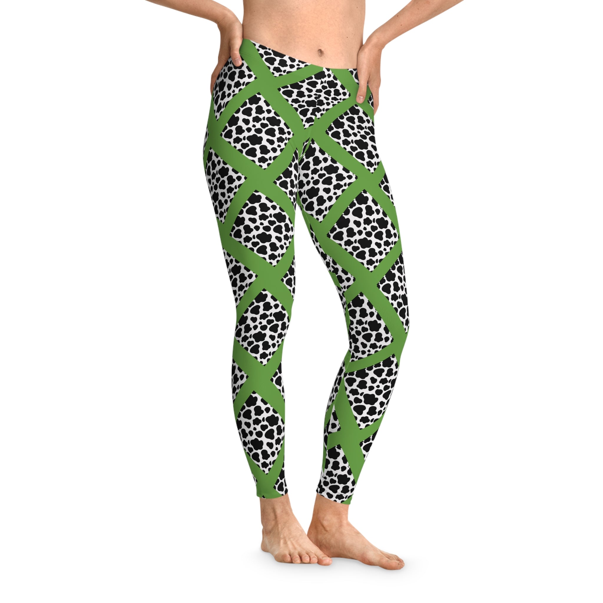 Jungle Beat Green Cow Print Leggings