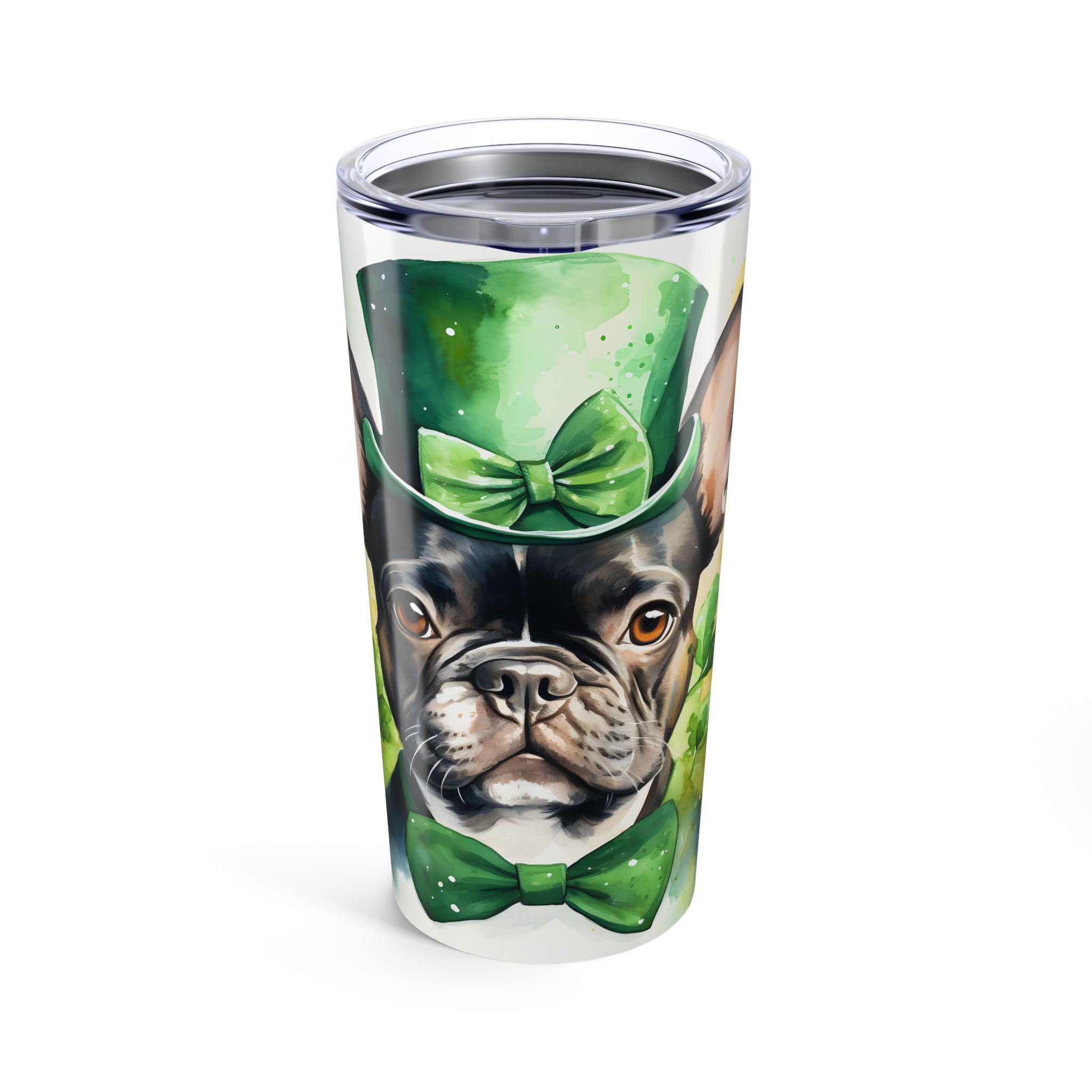 French Bulldog Tumbler 20oz - St. Patrick's Day Dog Tumbler with Green Theme