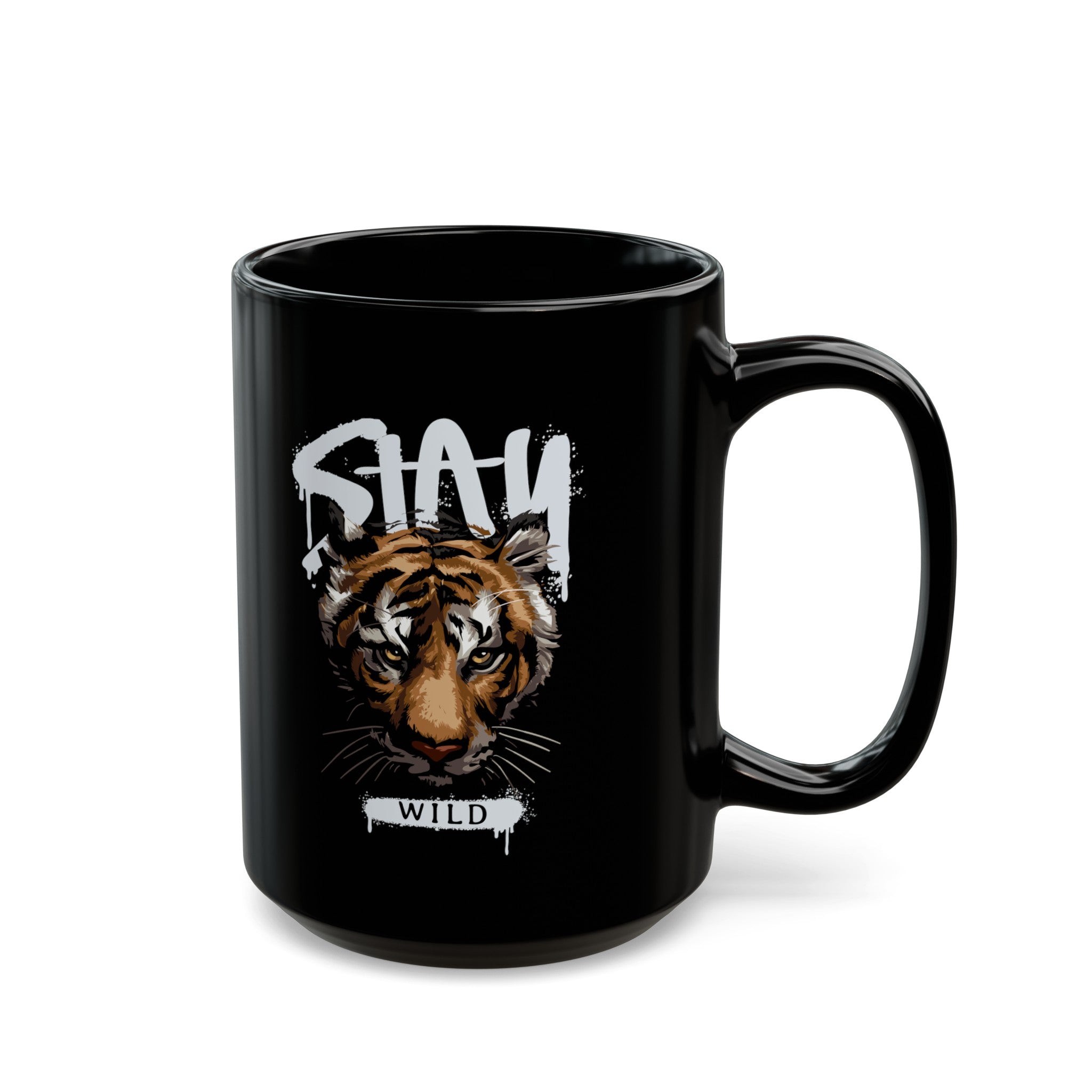 Stay Wild Tiger Black Mug (11oz, 15oz)-Phoenix Styles