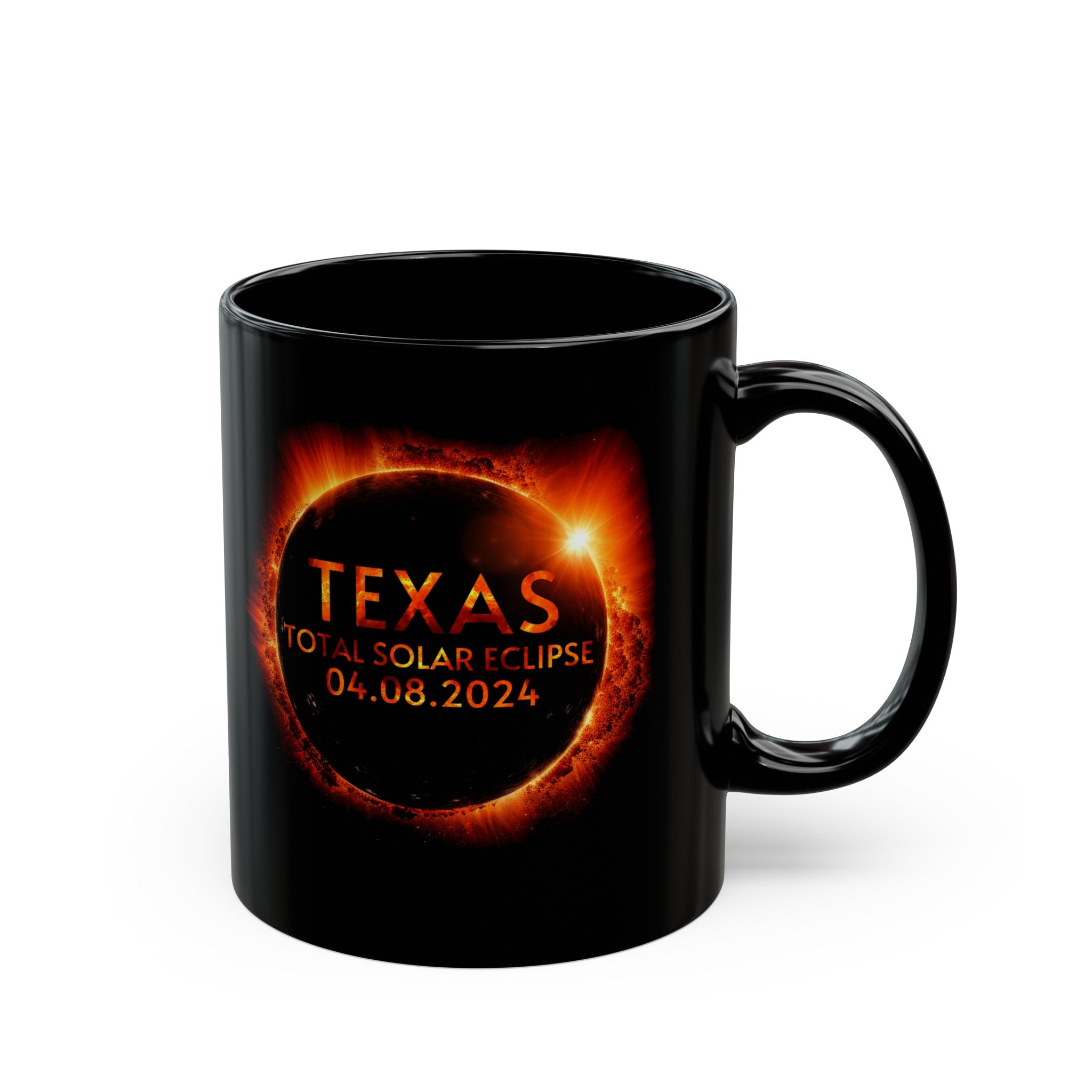 Texas Solar Eclipse Black Mug (11oz, 15oz)-Phoenix Styles