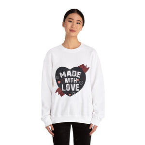 Made With Love Valentine's Day Crewneck Sweatshirt-Phoenix Styles