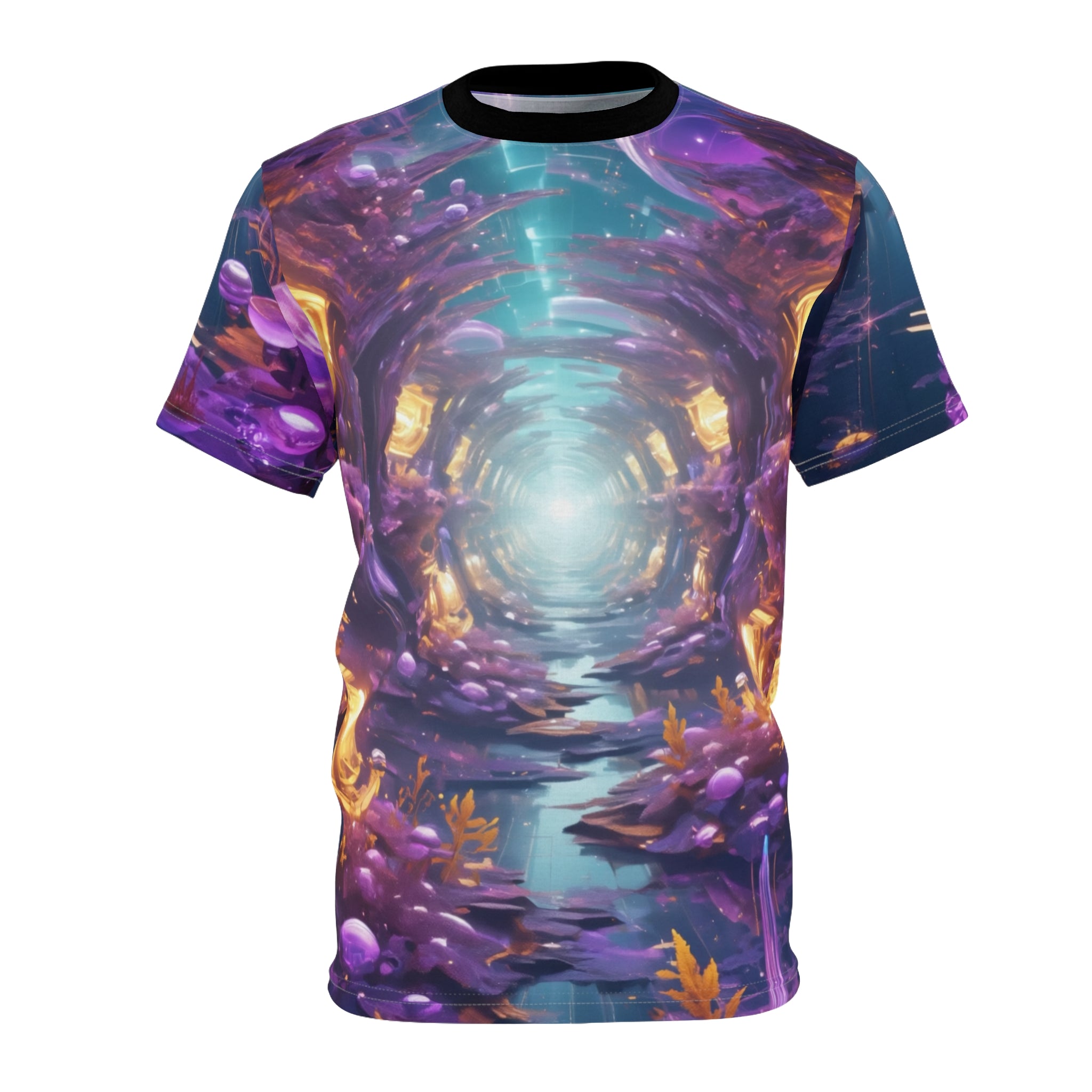 Mystical Underwater Tee -Cut & Sew Shirt with Vibrant Coral Design