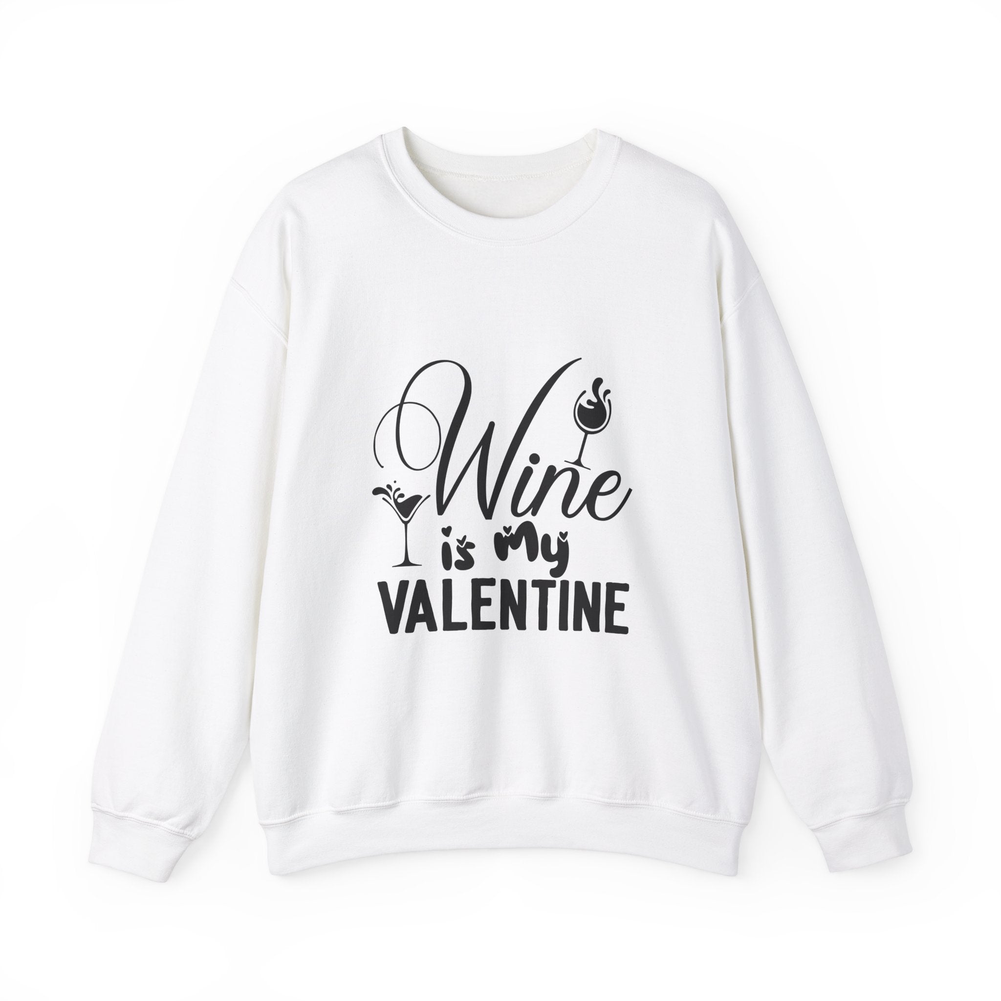 Wine Is My Valentine-Valentine's Day Crewneck Sweatshirt-Phoenix Styles