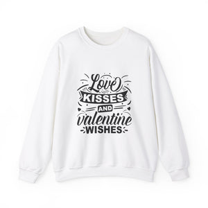 Love Kisses and Valentine Wishes-Valentine's Day Crewneck Sweatshirt-Phoenix Styles