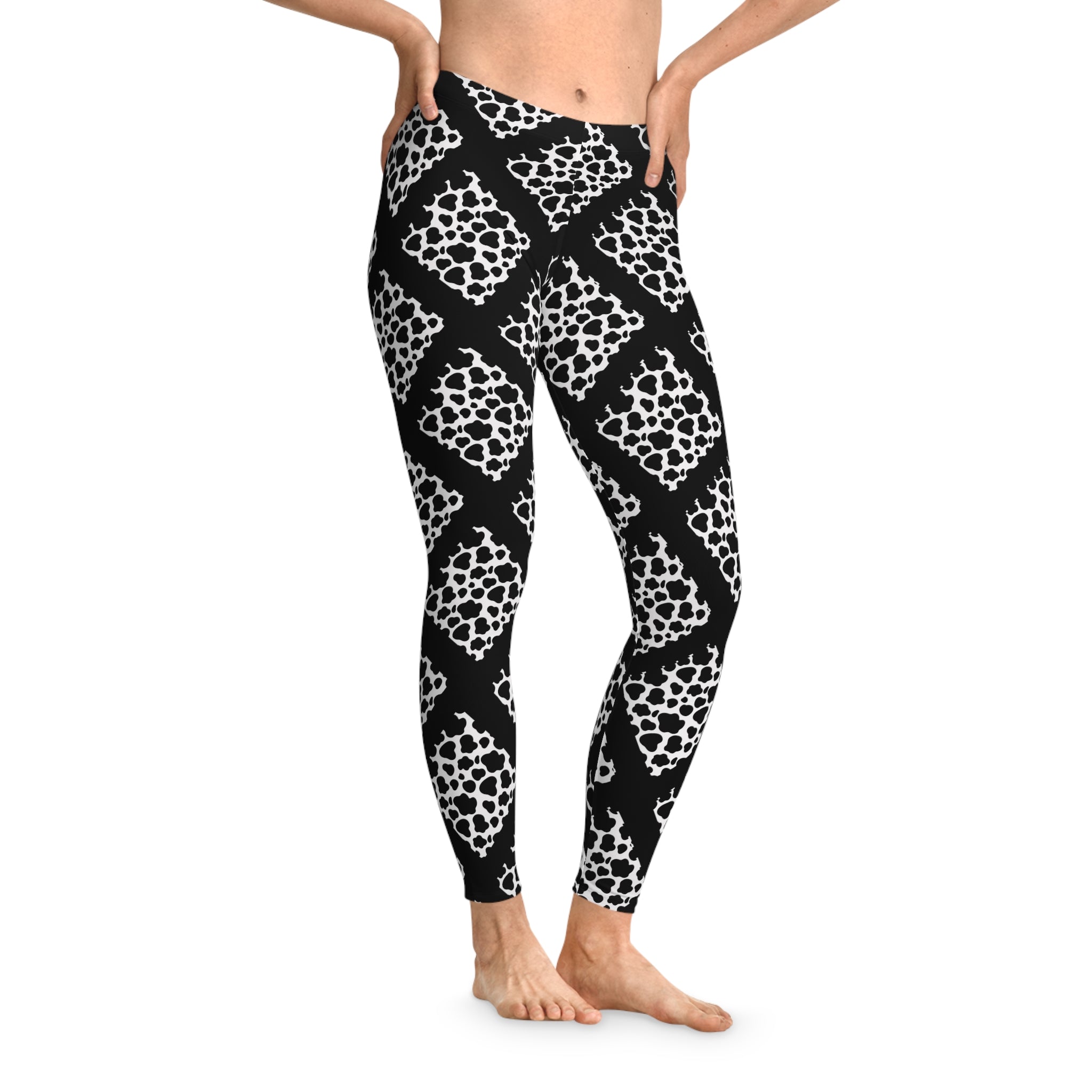 Jungle Beat Black Cow Print Leggings