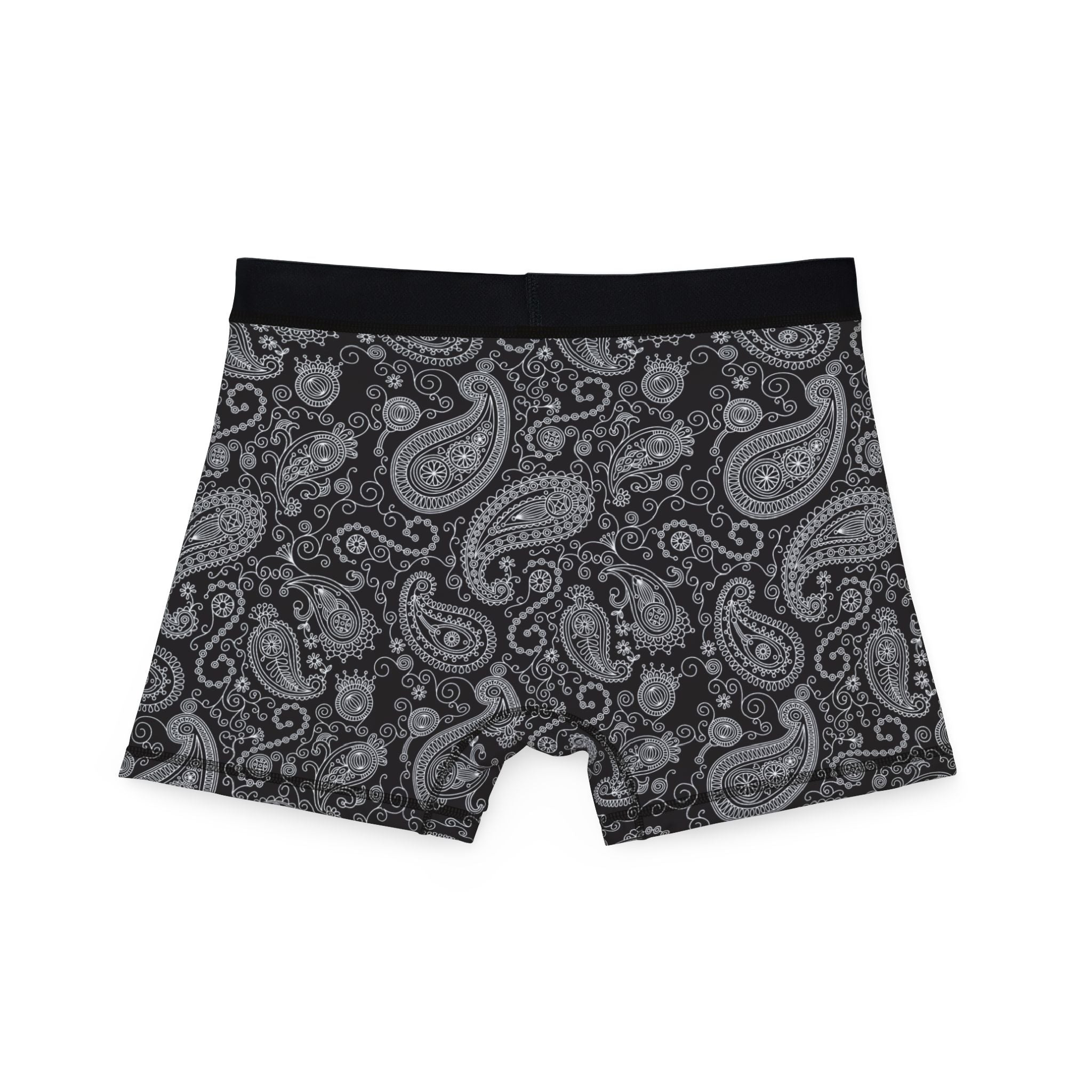 Comfortable Paisley Men's Boxers - Stylish Black & Gray Boxer Briefs
