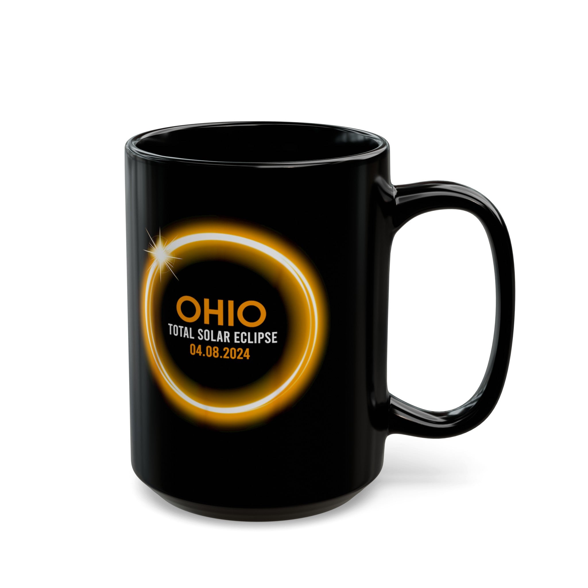 Ohio Solar Eclipse Black Mug (11oz, 15oz)-Phoenix Styles