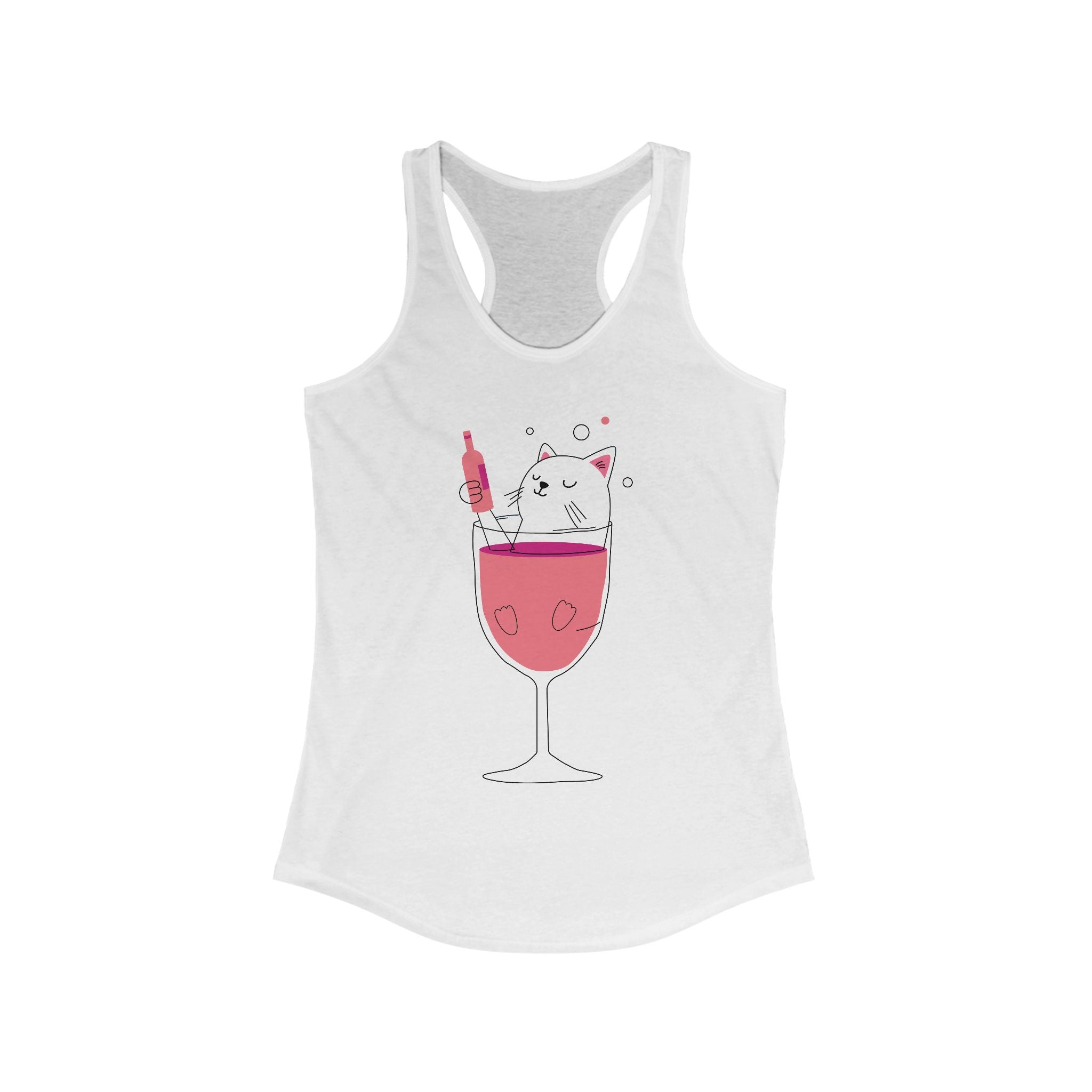 Cute Cat Cocktail Women's Racerback Tank - Perfect for Summer Parties and Casual Outings