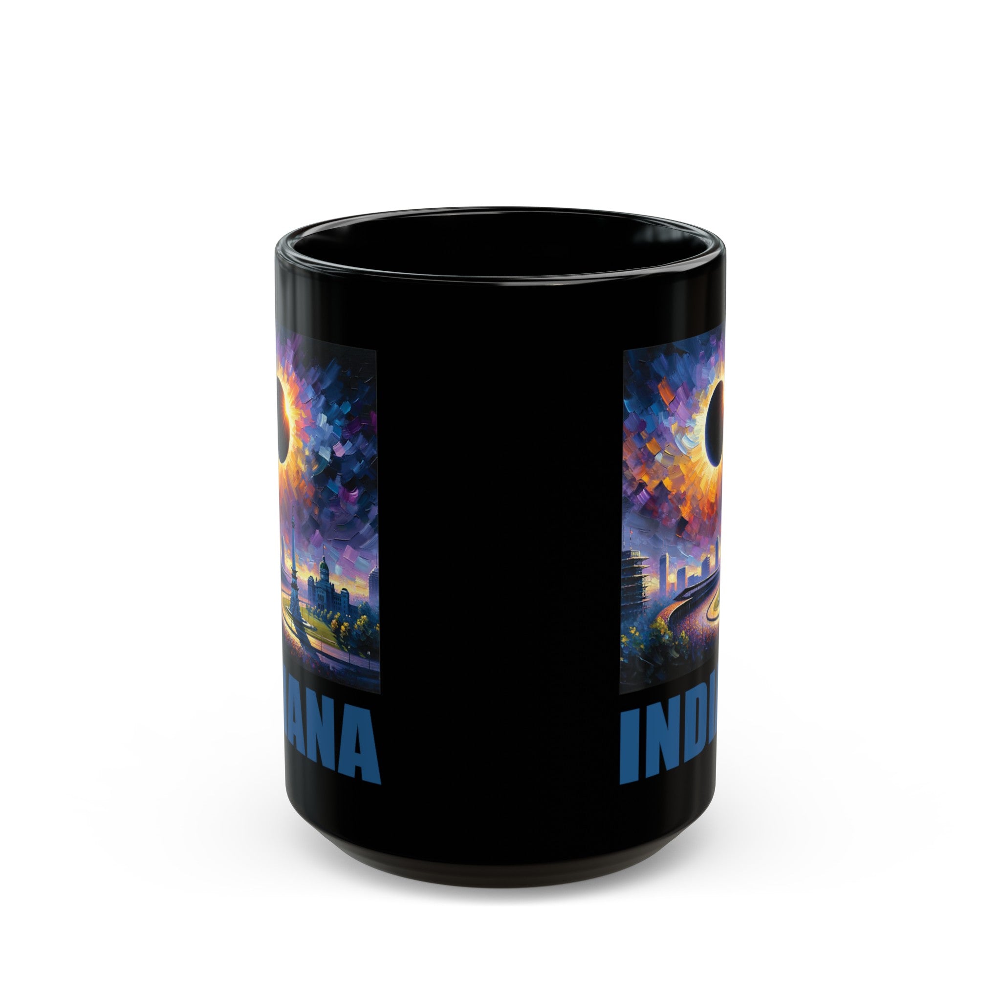 Indiana Solar Eclipse Black Mug (11oz, 15oz)-Phoenix Styles