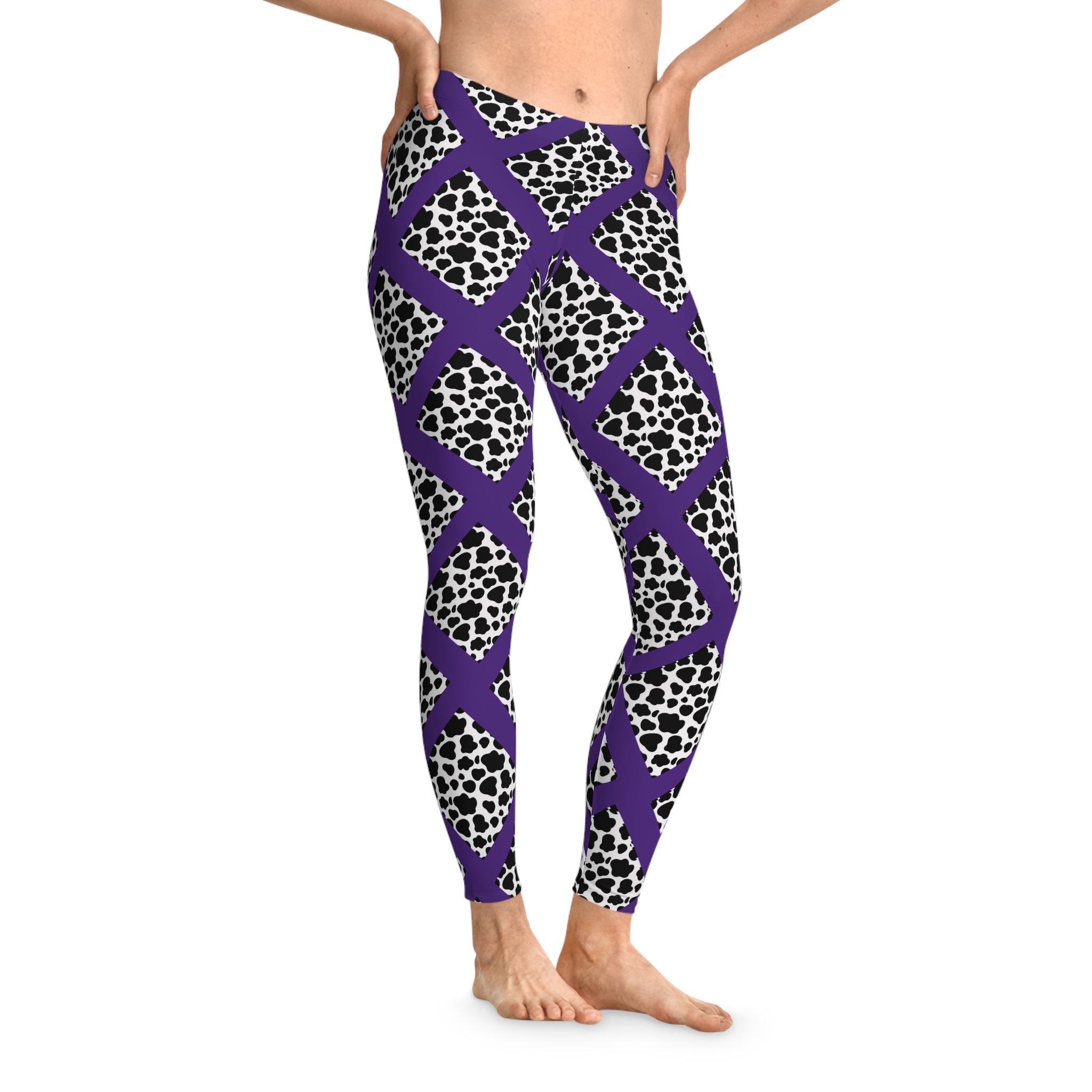 Jungle Beat Purple Cow Print Leggings