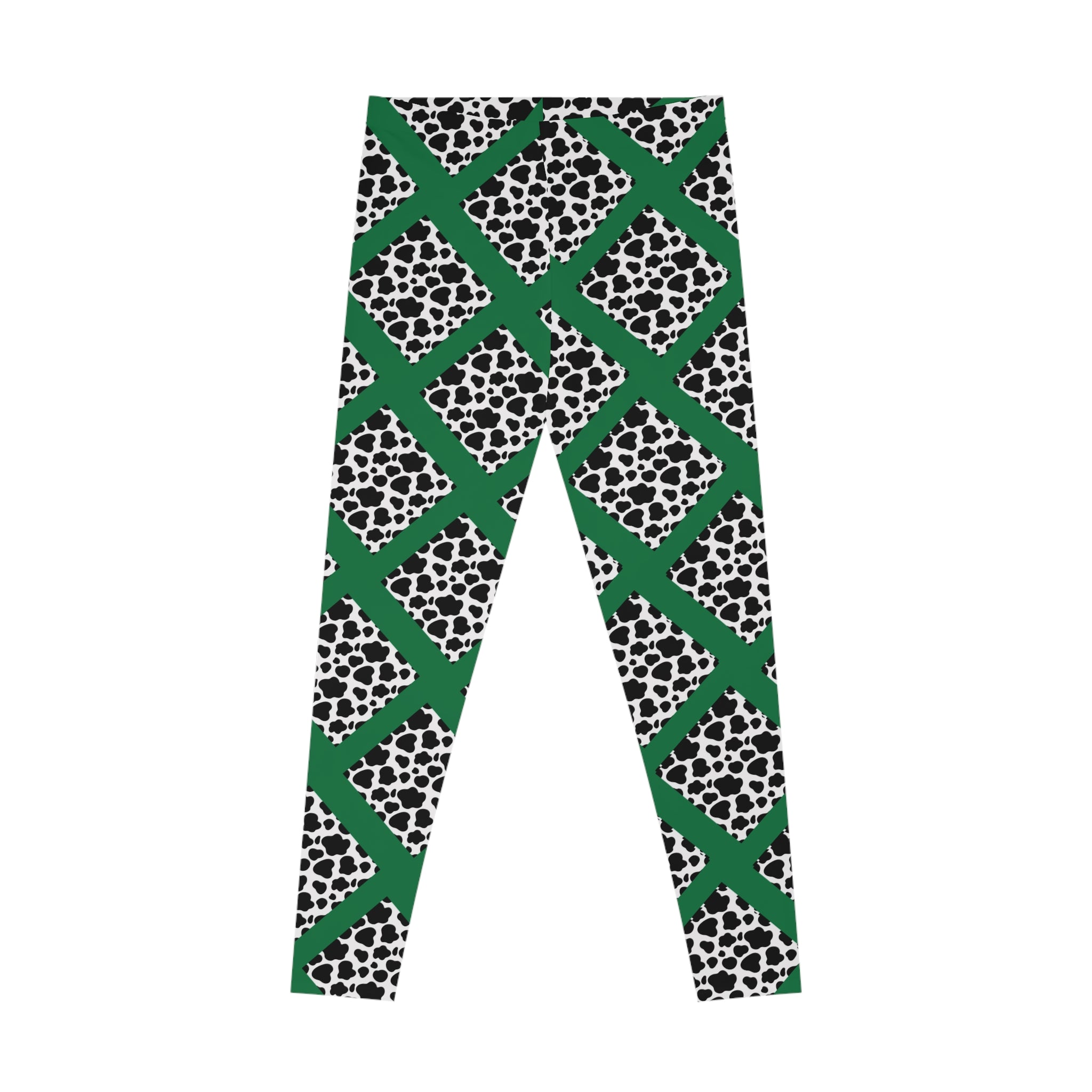 Jungle Beat Green Stripe with Cow Print Leggings