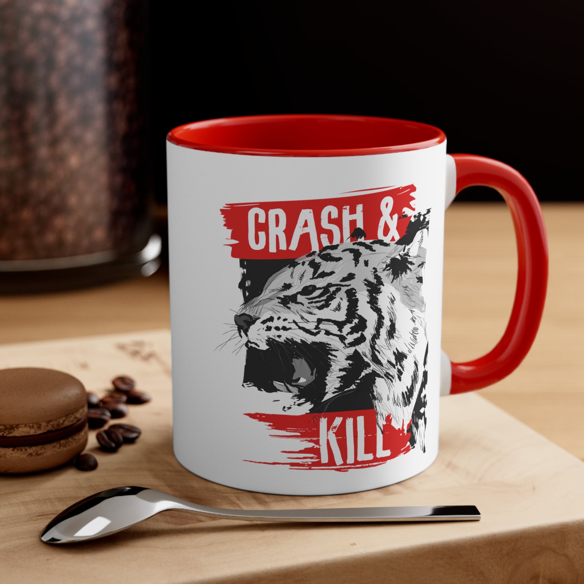 Tiger Crash and Kill Accent Coffee Mug, 11oz-Phoenix Styles