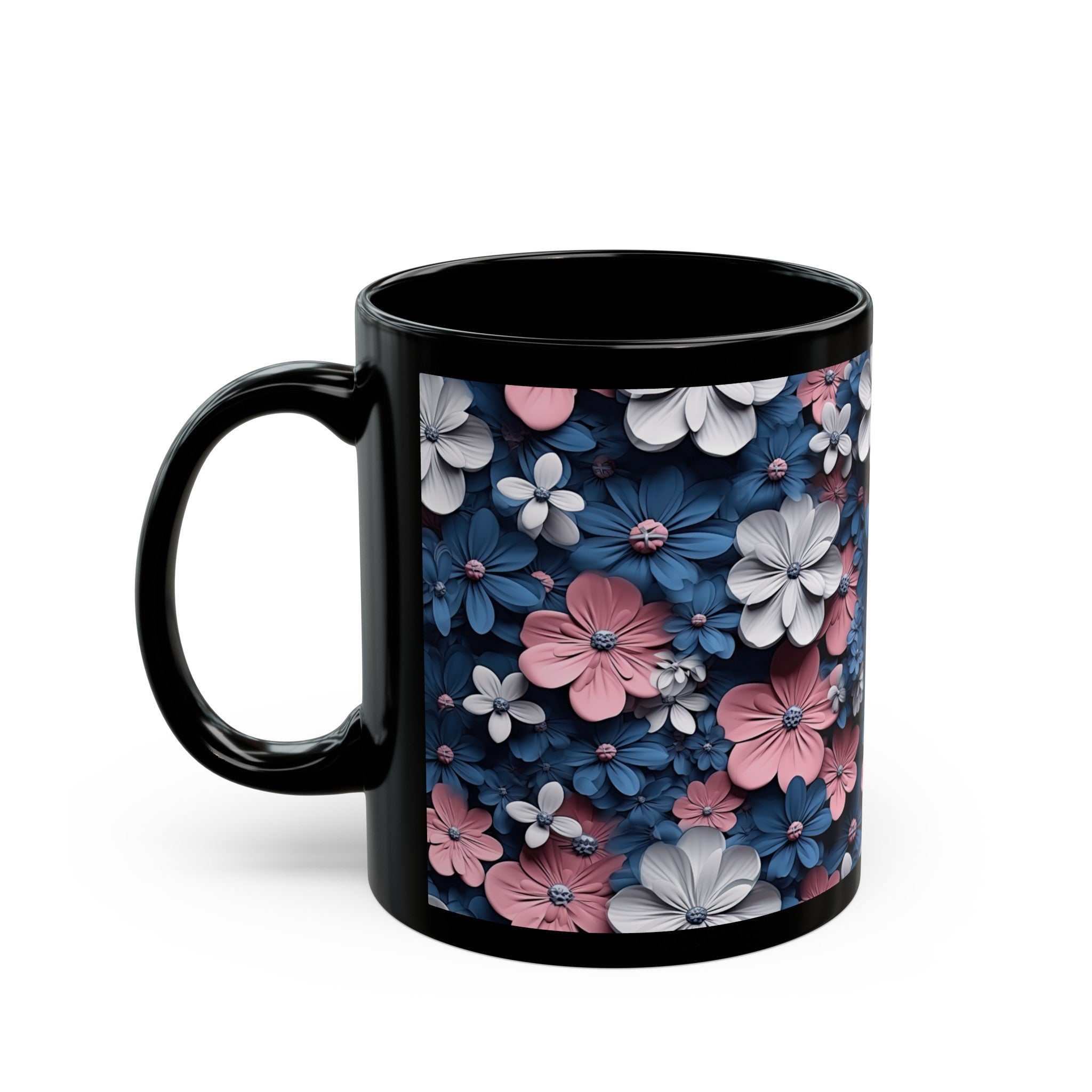 Flower Black Mug (11oz, 15oz)-Phoenix Styles