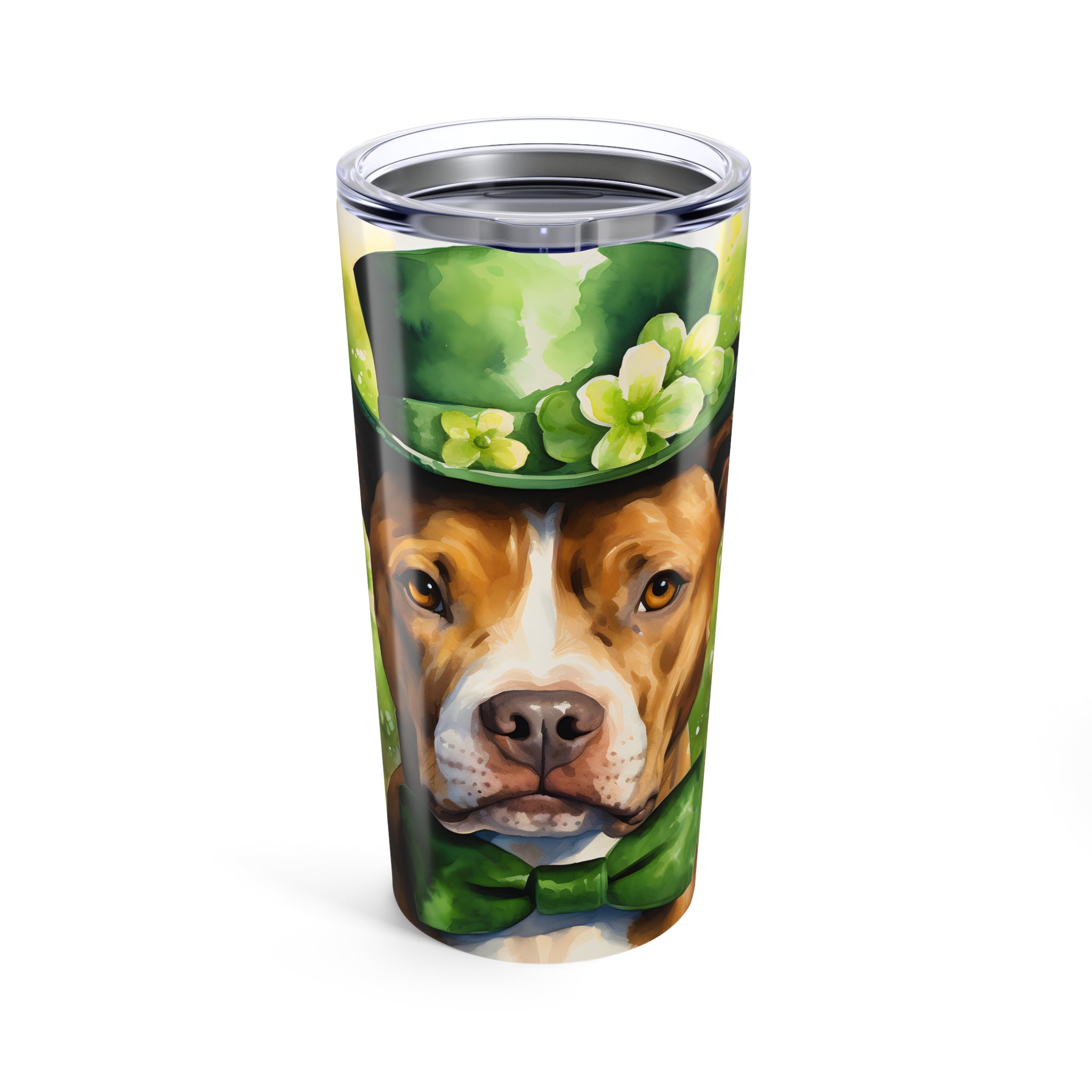 Pitbull- St. Patrick's Day Dog Tumbler with Green Theme