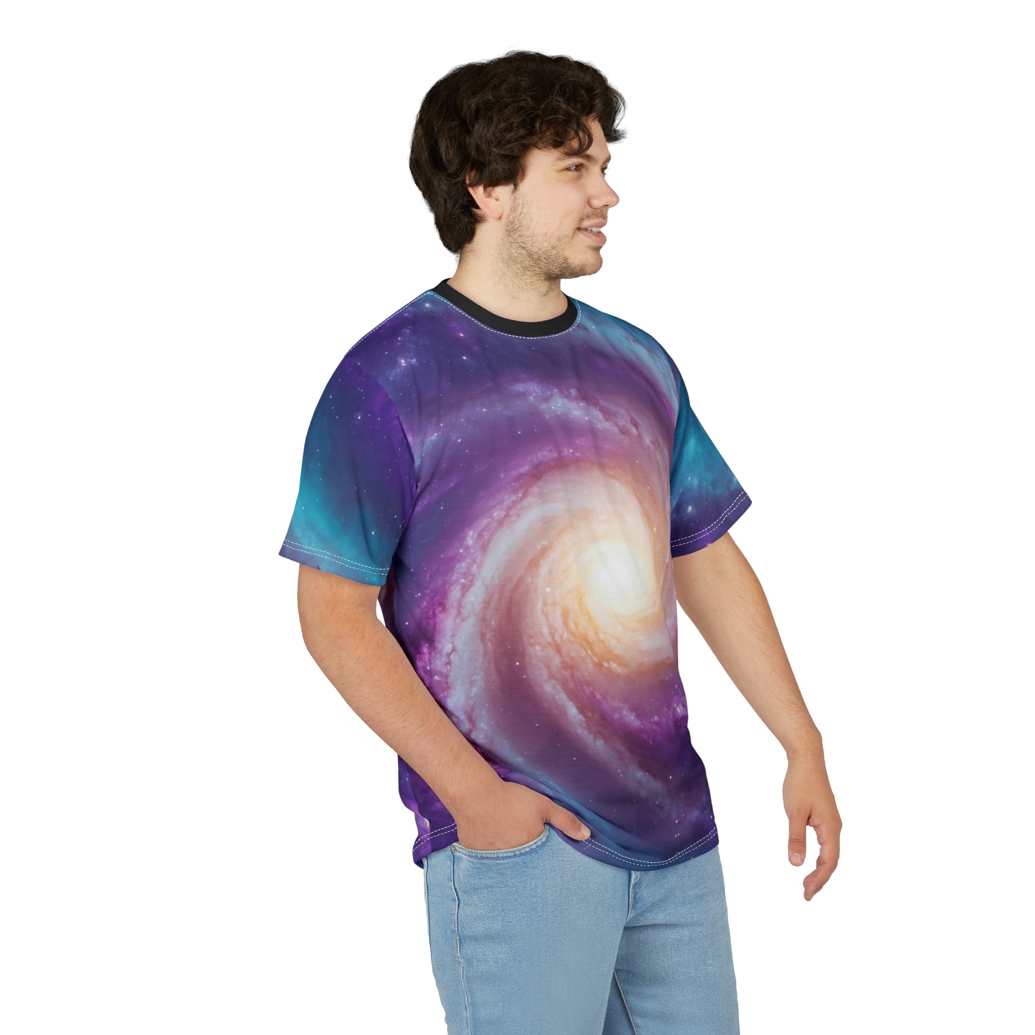 Galaxy Spiral Cut & Sew Tee - Vibrant Cosmic Design