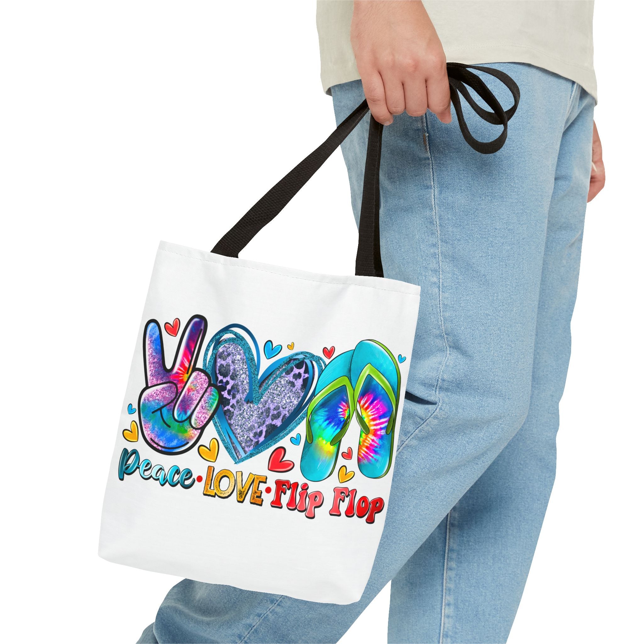 Peace Love Flip Flop Tote Bag-Phoenix Styles