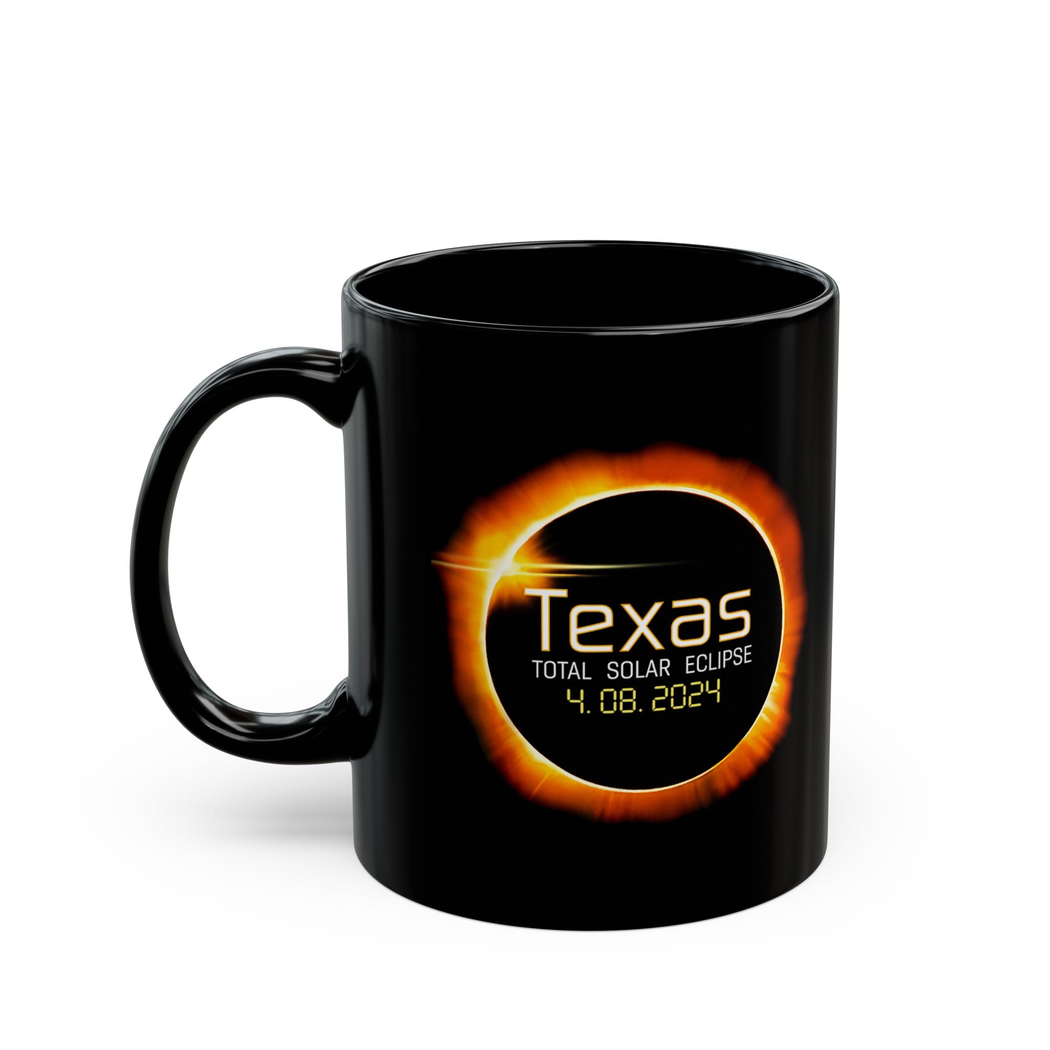 Texas Solar Eclipse Black Mug (11oz, 15oz)-Phoenix Styles