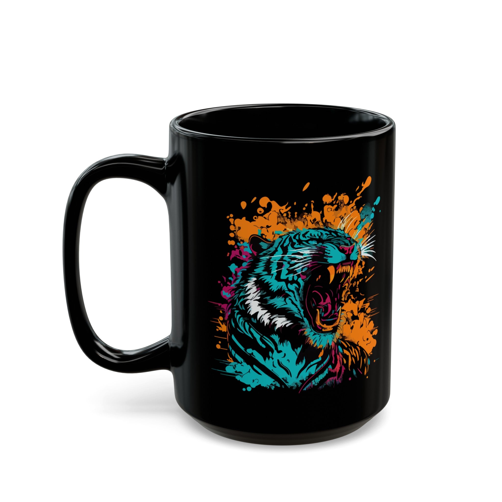 Raging Tiger Black Mug (11oz, 15oz)-Phoenix Styles