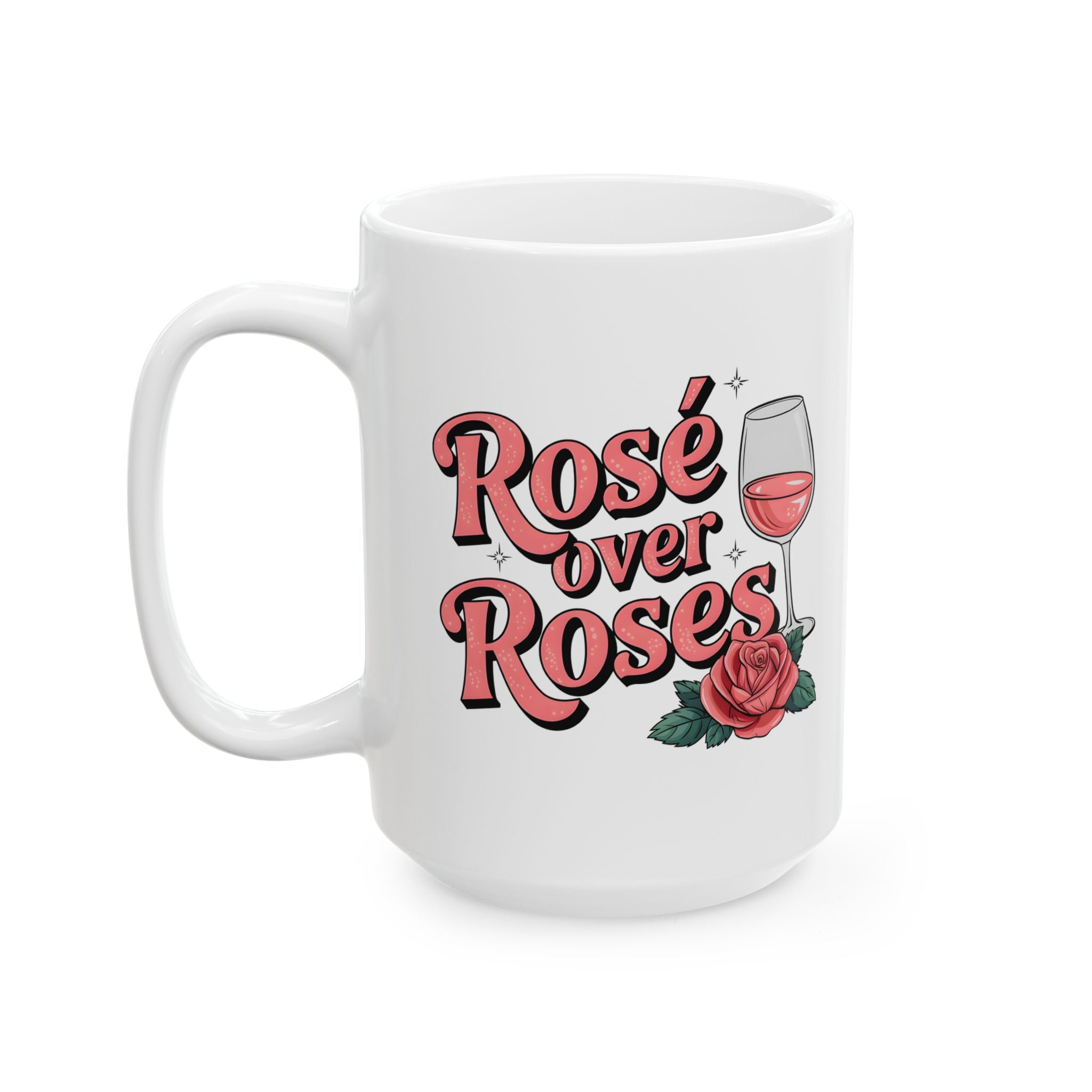 Rose Over Roses Ceramic Mug-Phoenix Styles