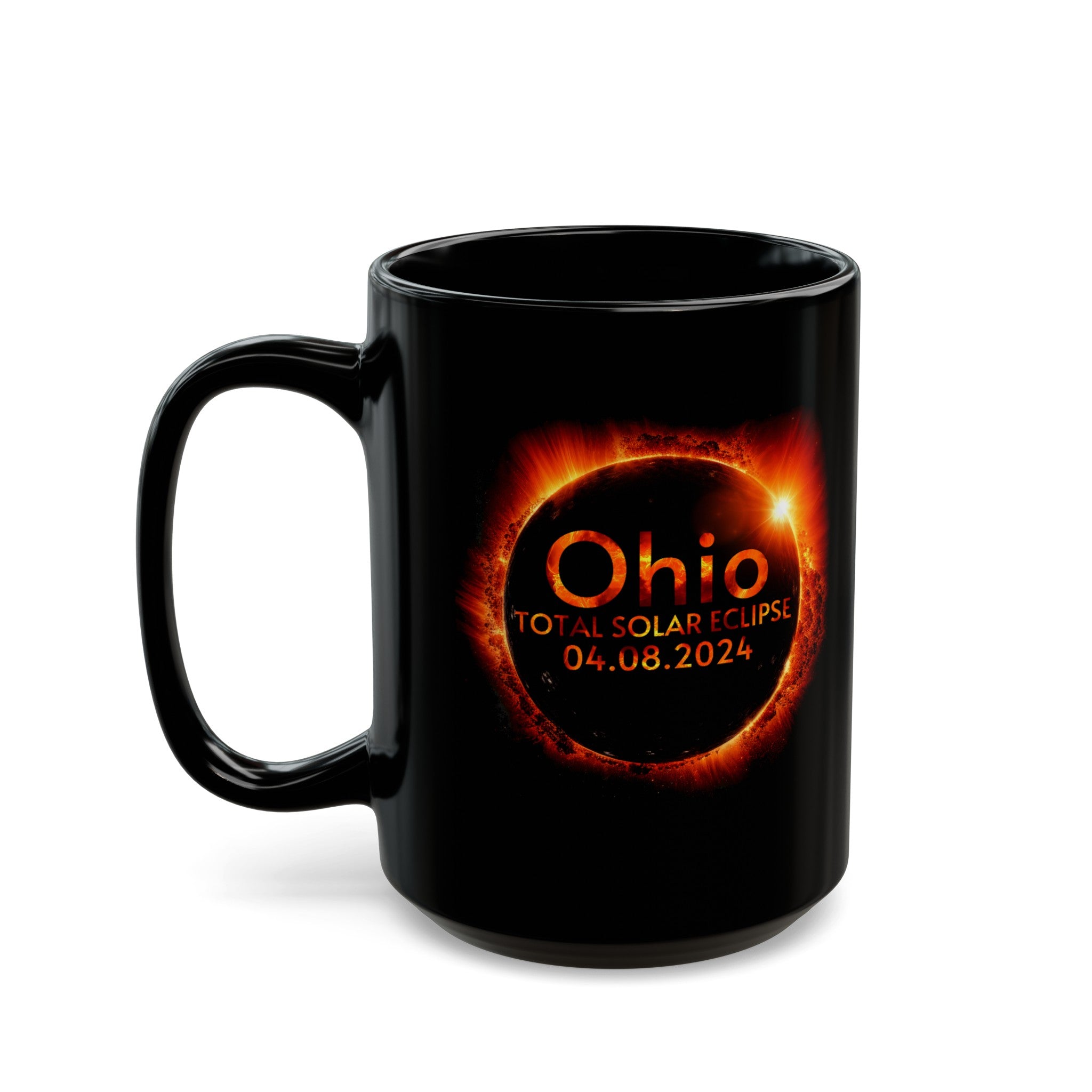 Ohio Solar Eclipse Black Mug (11oz, 15oz)-Phoenix Styles