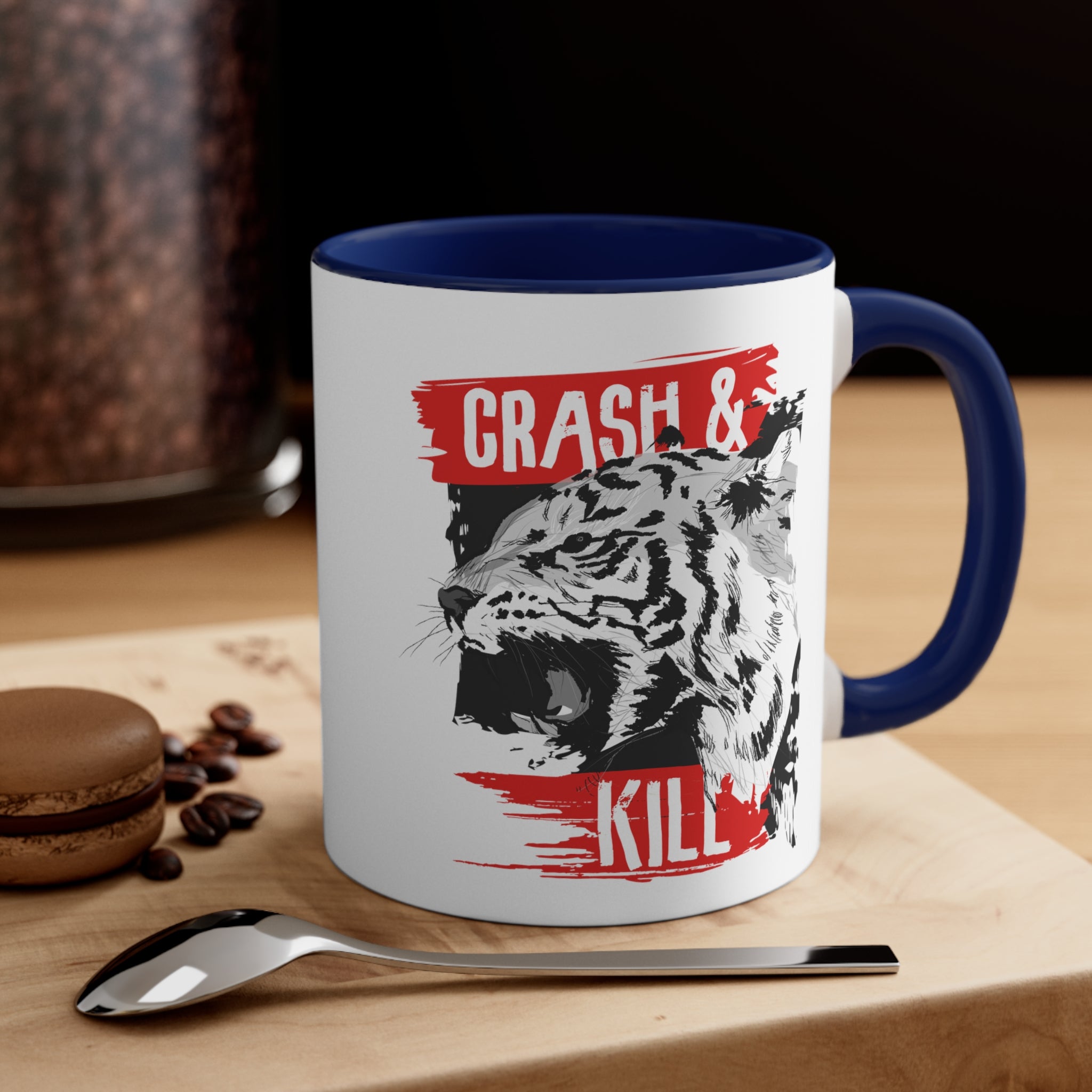 Tiger Crash and Kill Accent Coffee Mug, 11oz-Phoenix Styles