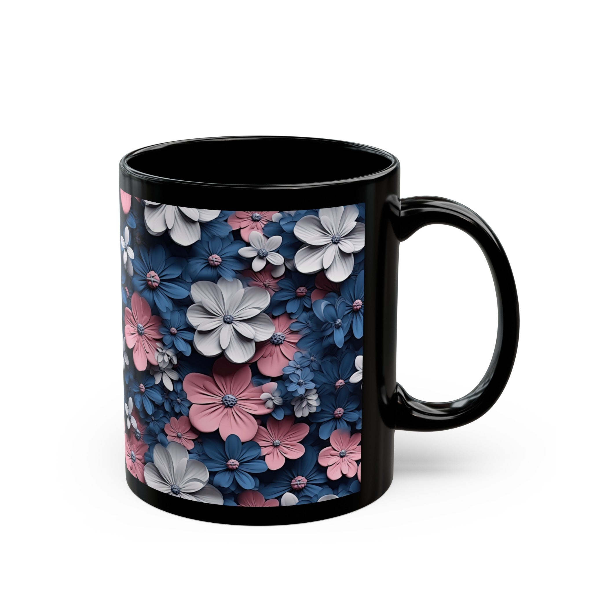 Flower Black Mug (11oz, 15oz)-Phoenix Styles