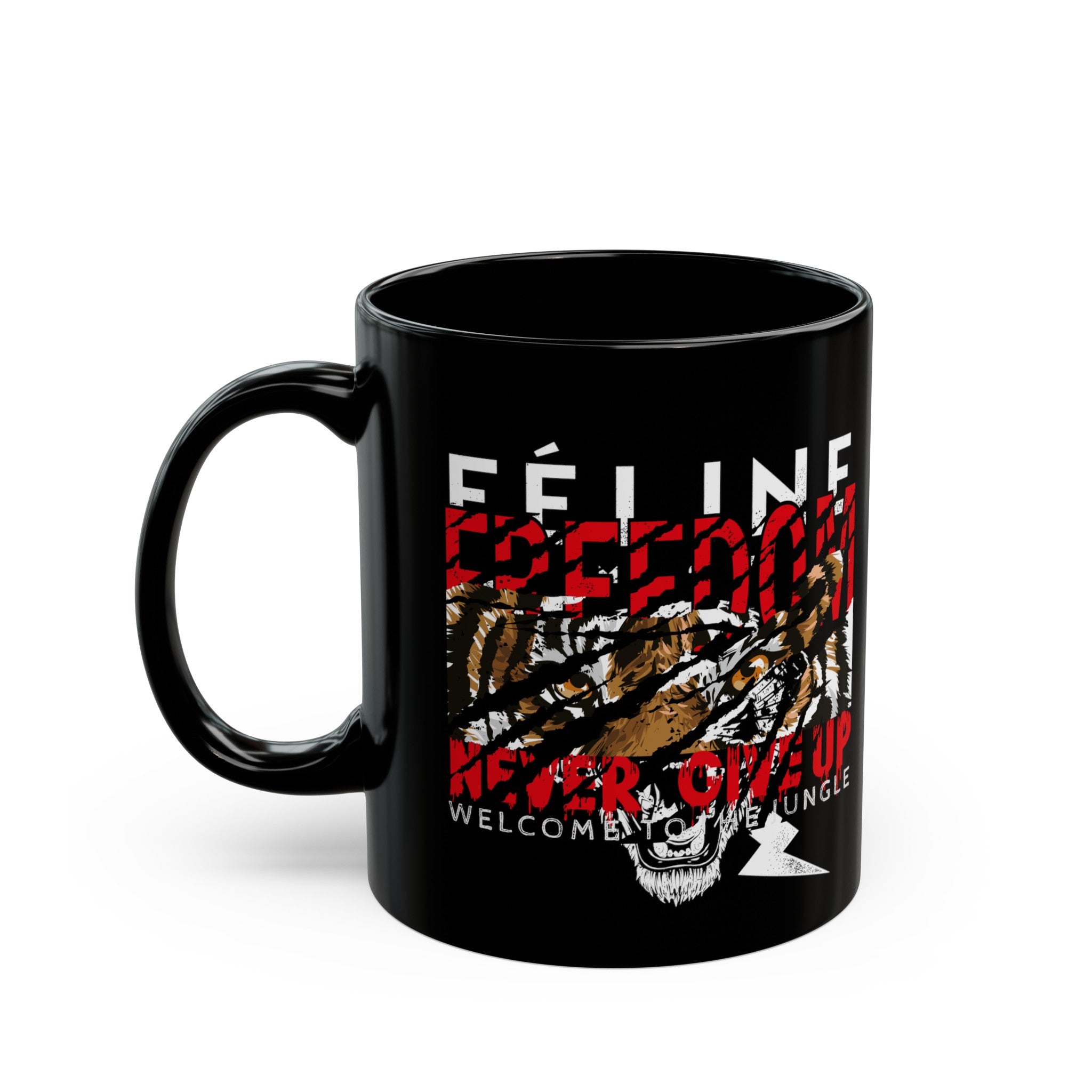 Feline Freedom Black Mug (11oz, 15oz)-Phoenix Styles