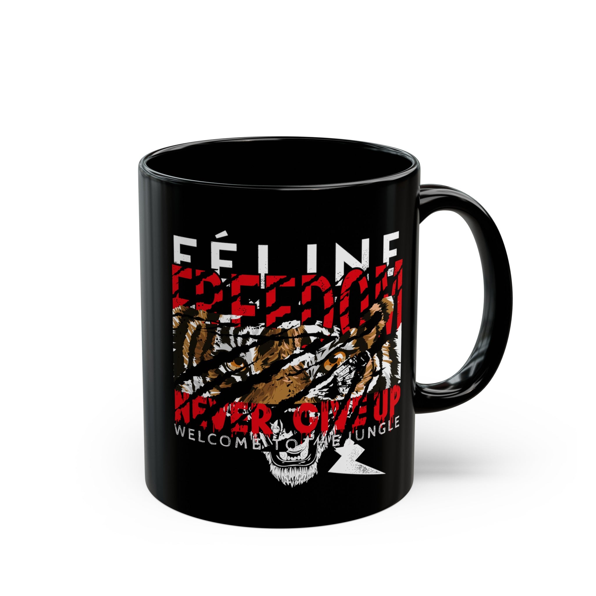 Feline Freedom Black Mug (11oz, 15oz)-Phoenix Styles